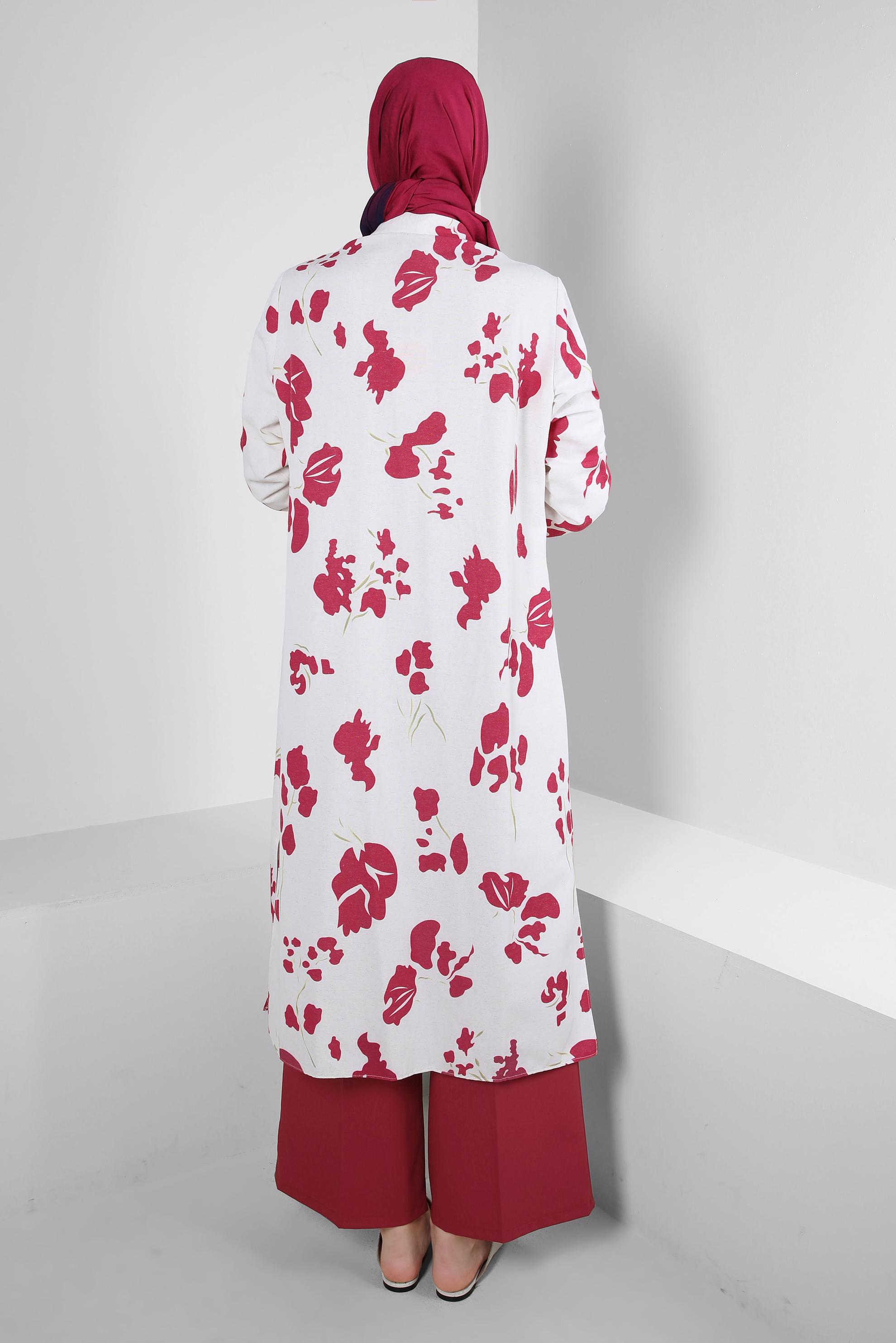 Tesettür giyim KIRMIZI GENİŞ PAÇA KLASİK PANTOLON 70535