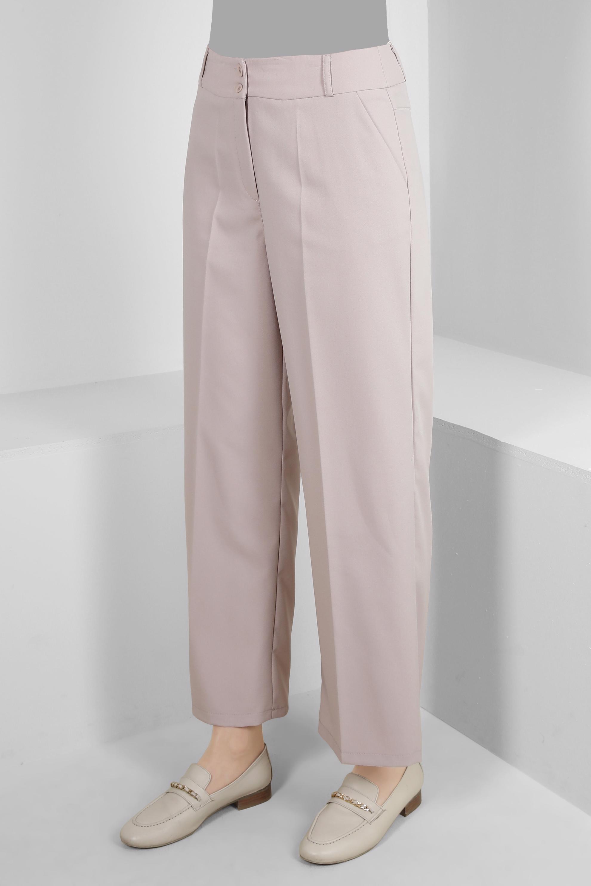 Tesettür giyim BEJ GENİŞ PAÇA KLASİK PANTOLON 70535