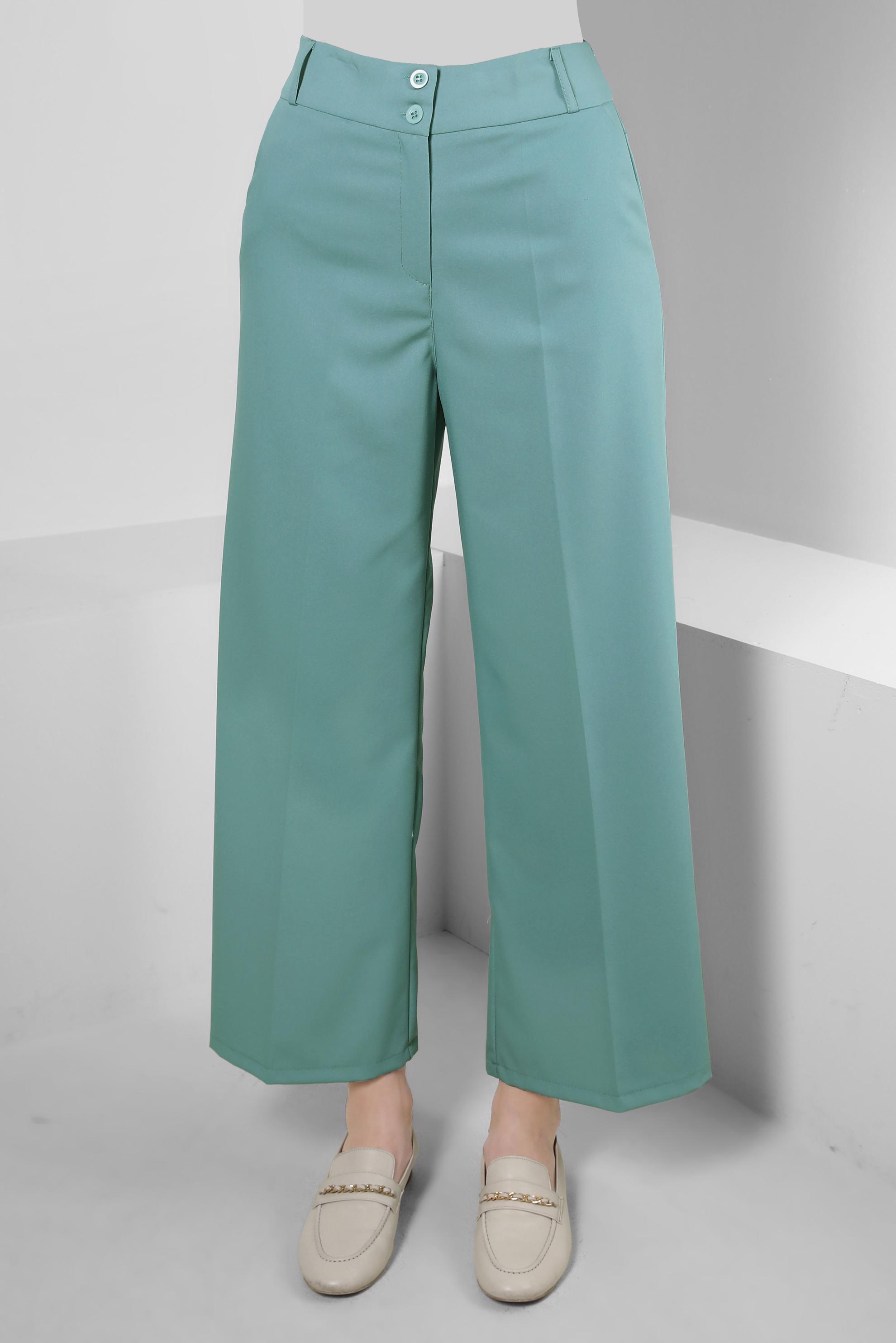 Tesettür giyim MAVİ GENİŞ PAÇA KLASİK PANTOLON 70535