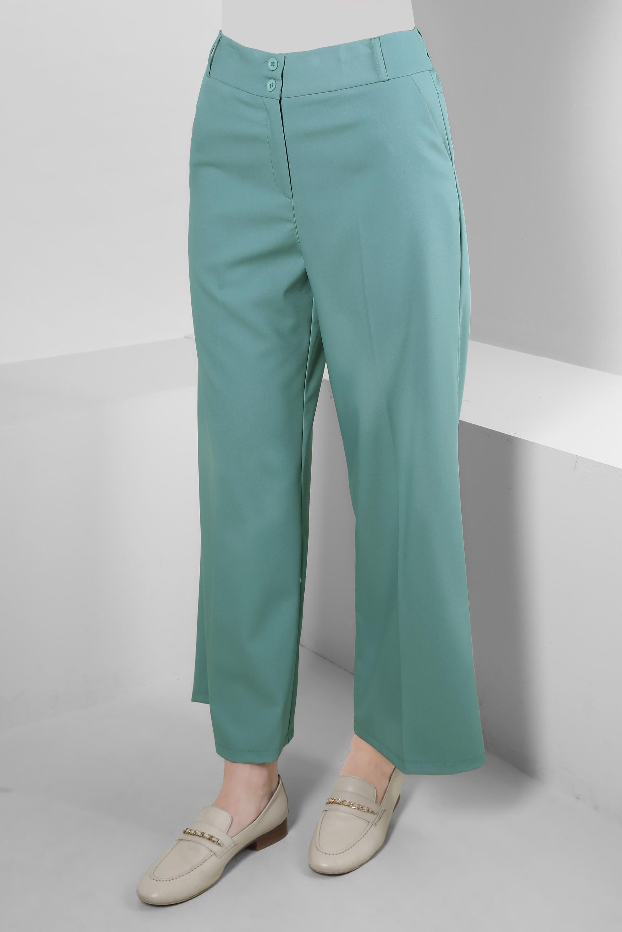 Tesettür giyim MAVİ GENİŞ PAÇA KLASİK PANTOLON 70535