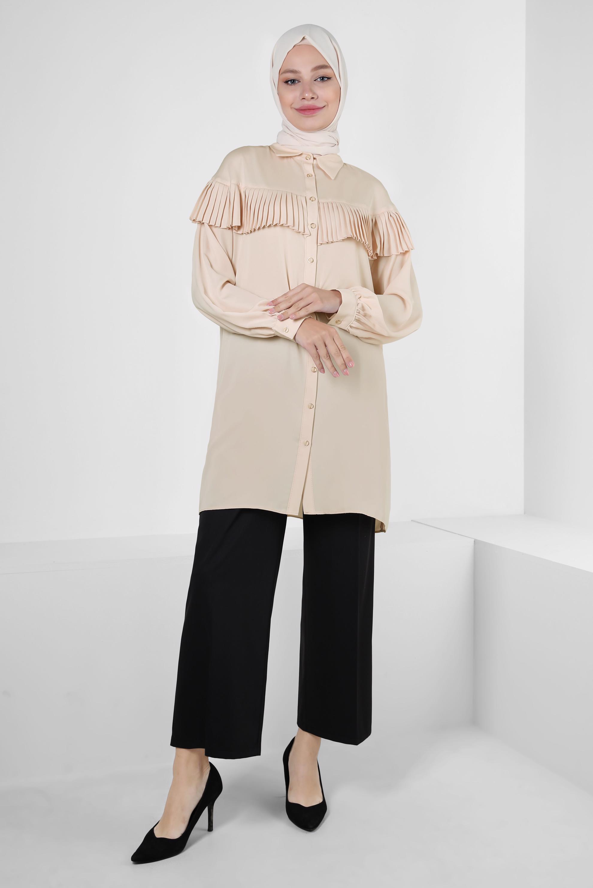 Tesettür giyim SİYAH GENİŞ PAÇA KLASİK PANTOLON 70536