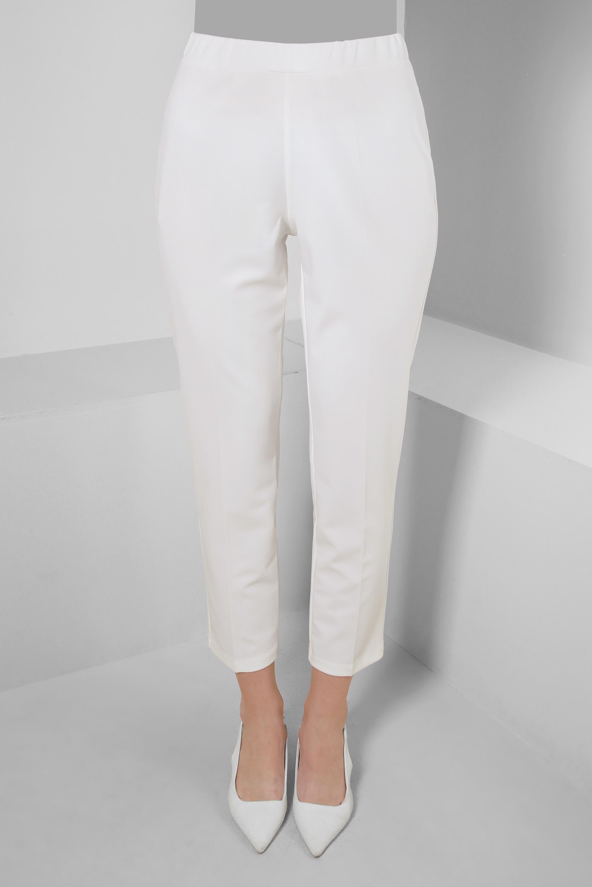 Tesettür giyim BEYAZ YÜKSEK BEL DAR PAÇA PANTOLON 70537