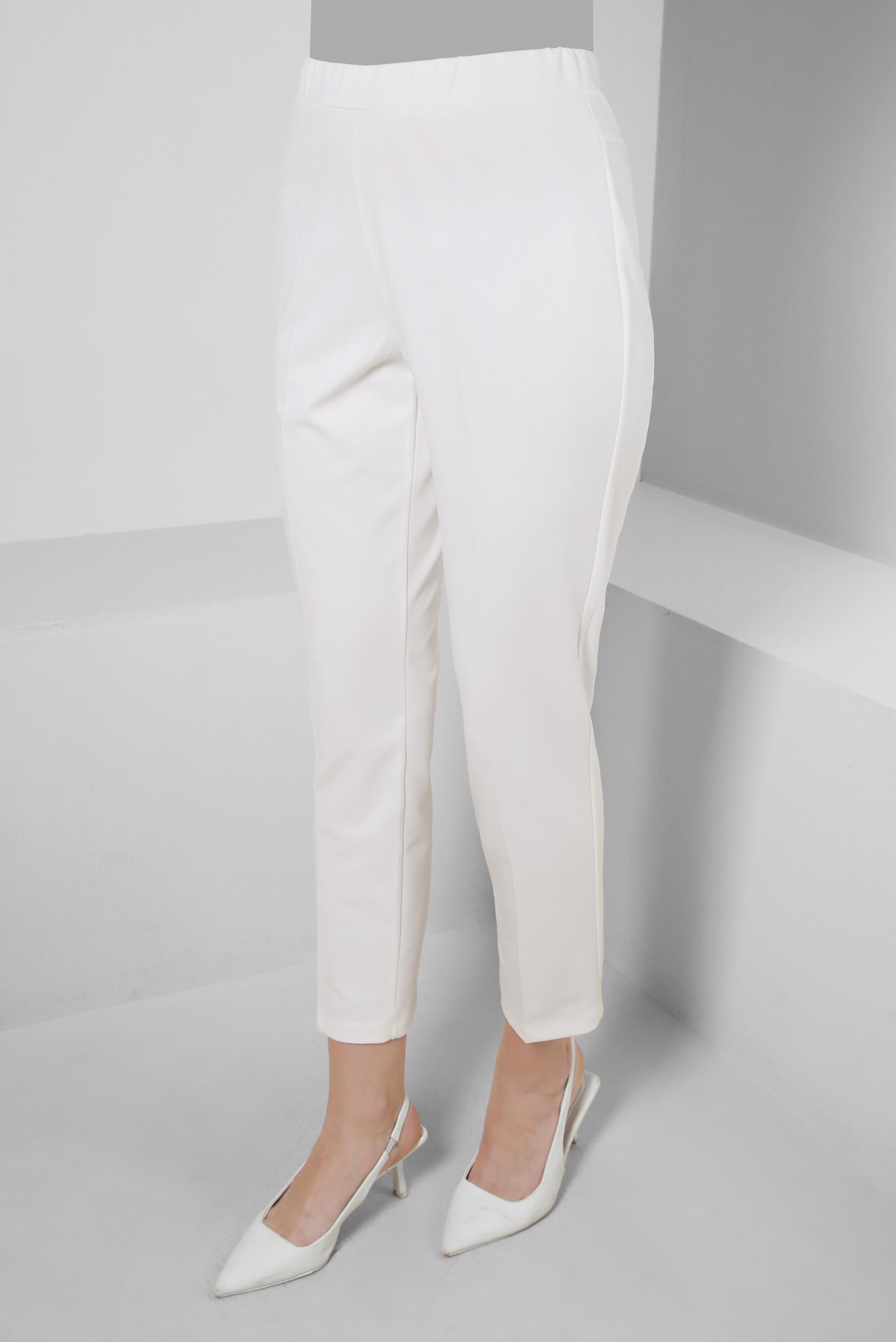 Tesettür giyim BEYAZ YÜKSEK BEL DAR PAÇA PANTOLON 70537