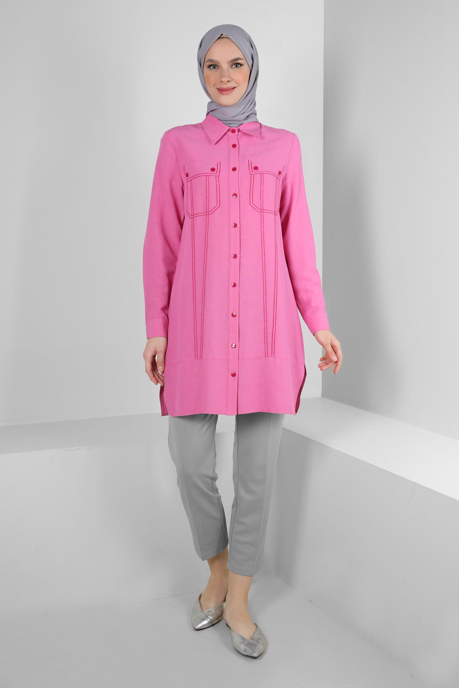 Tesettür giyim GRİ YÜKSEK BEL DAR PAÇA PANTOLON 70537