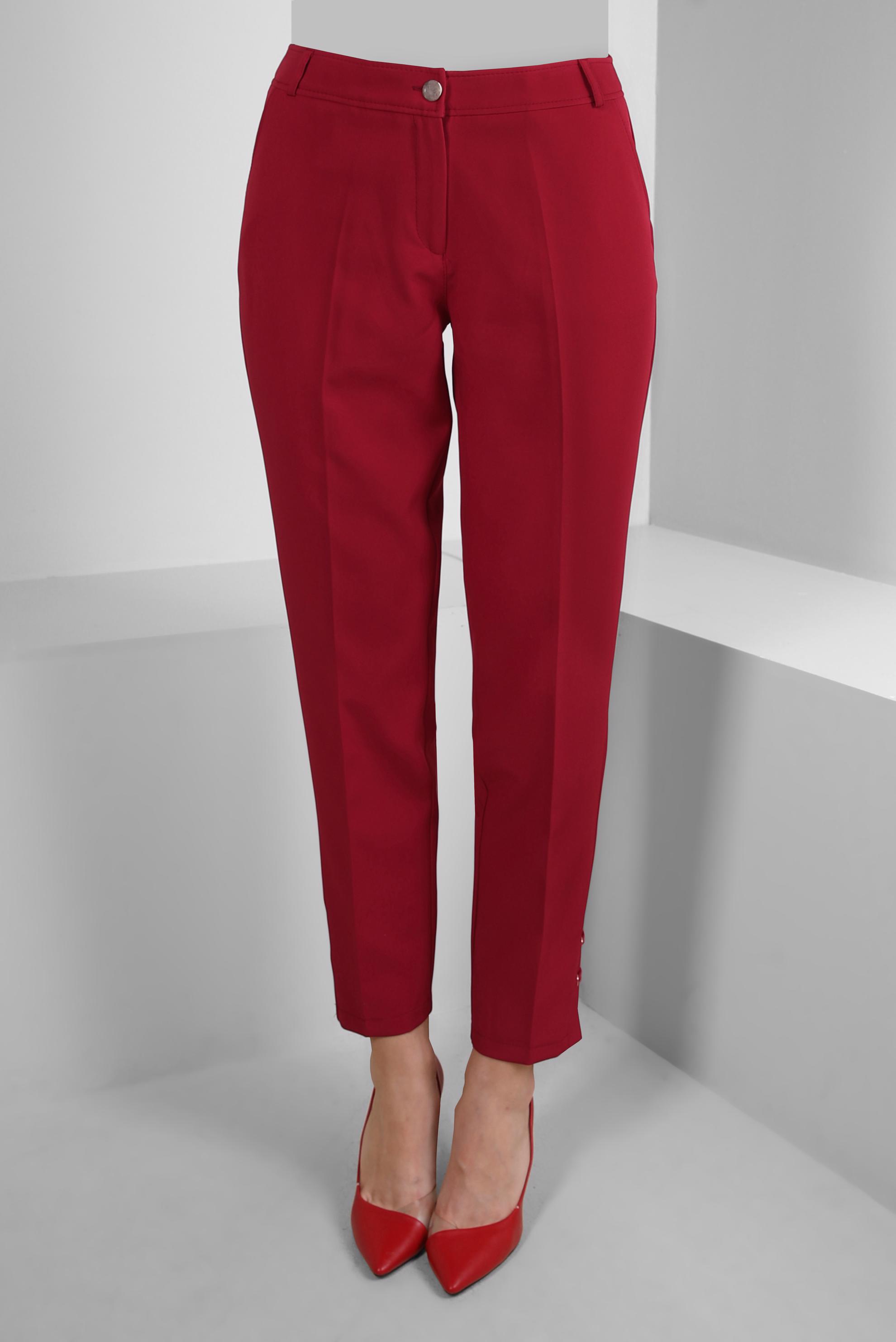 Tesettür giyim KIRMIZI DAR PAÇA KLASİK PANTOLON 70538