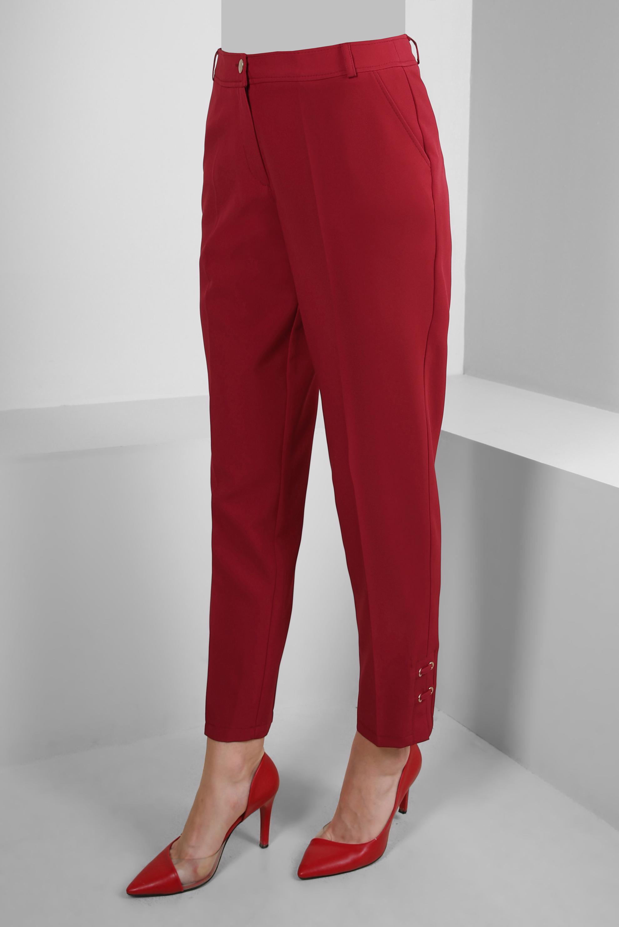 Tesettür giyim KIRMIZI DAR PAÇA KLASİK PANTOLON 70538