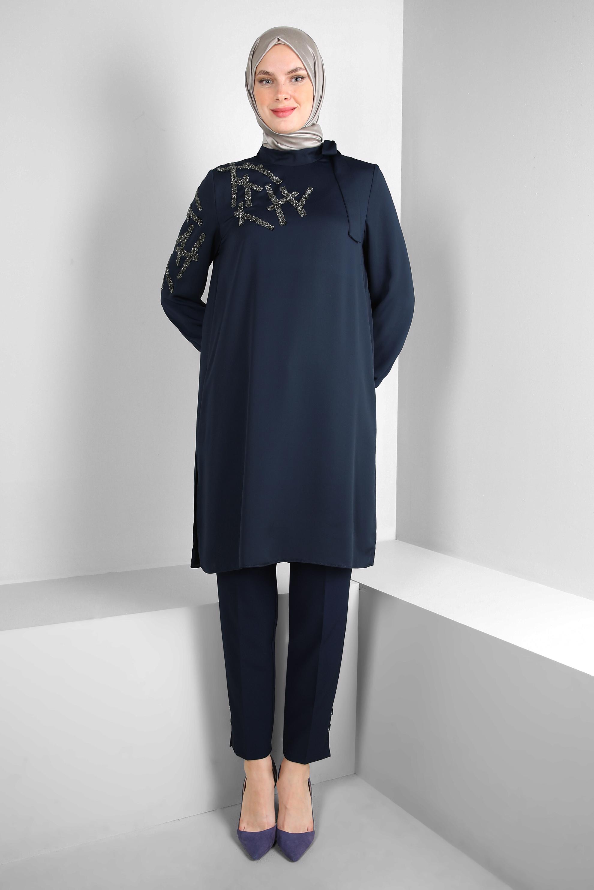Tesettür giyim LACİVERT DAR PAÇA KLASİK PANTOLON 70538