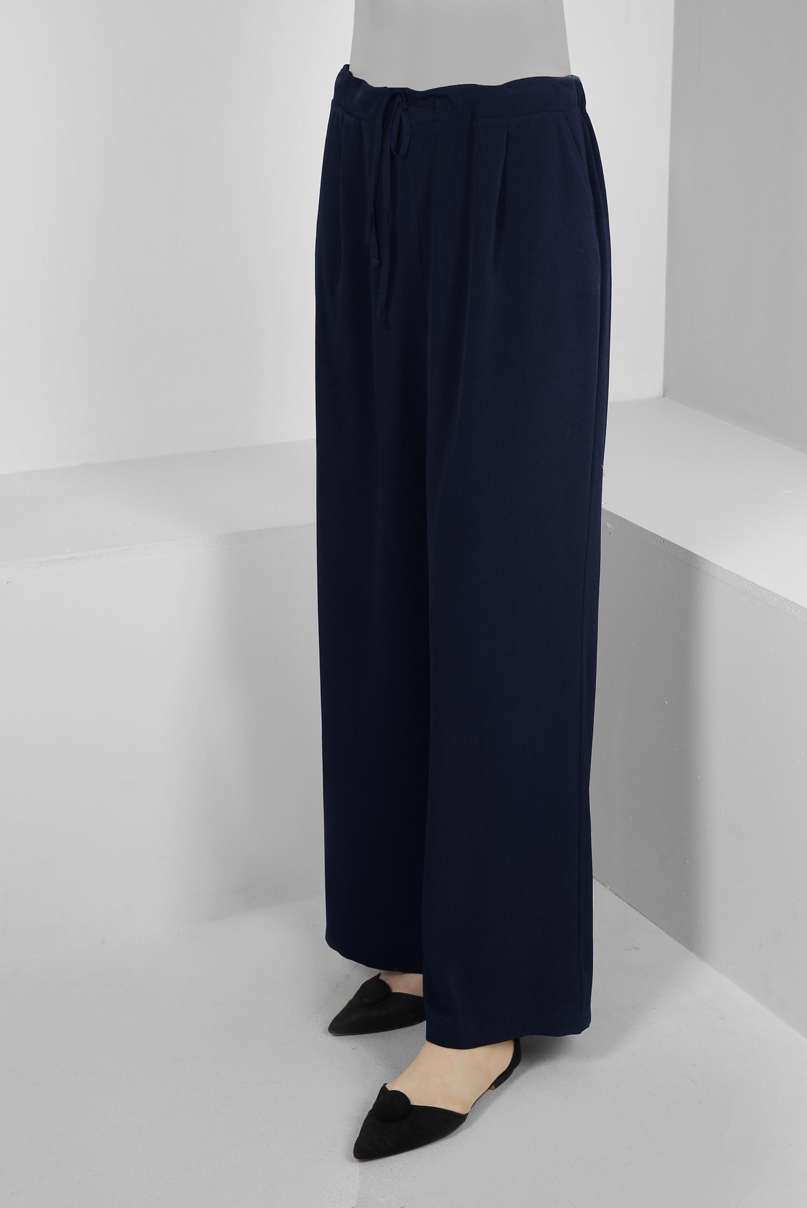 Tesettür giyim LACİVERT GENİŞ PAÇA BELİ LASTİKLİ PANTOLON 70539