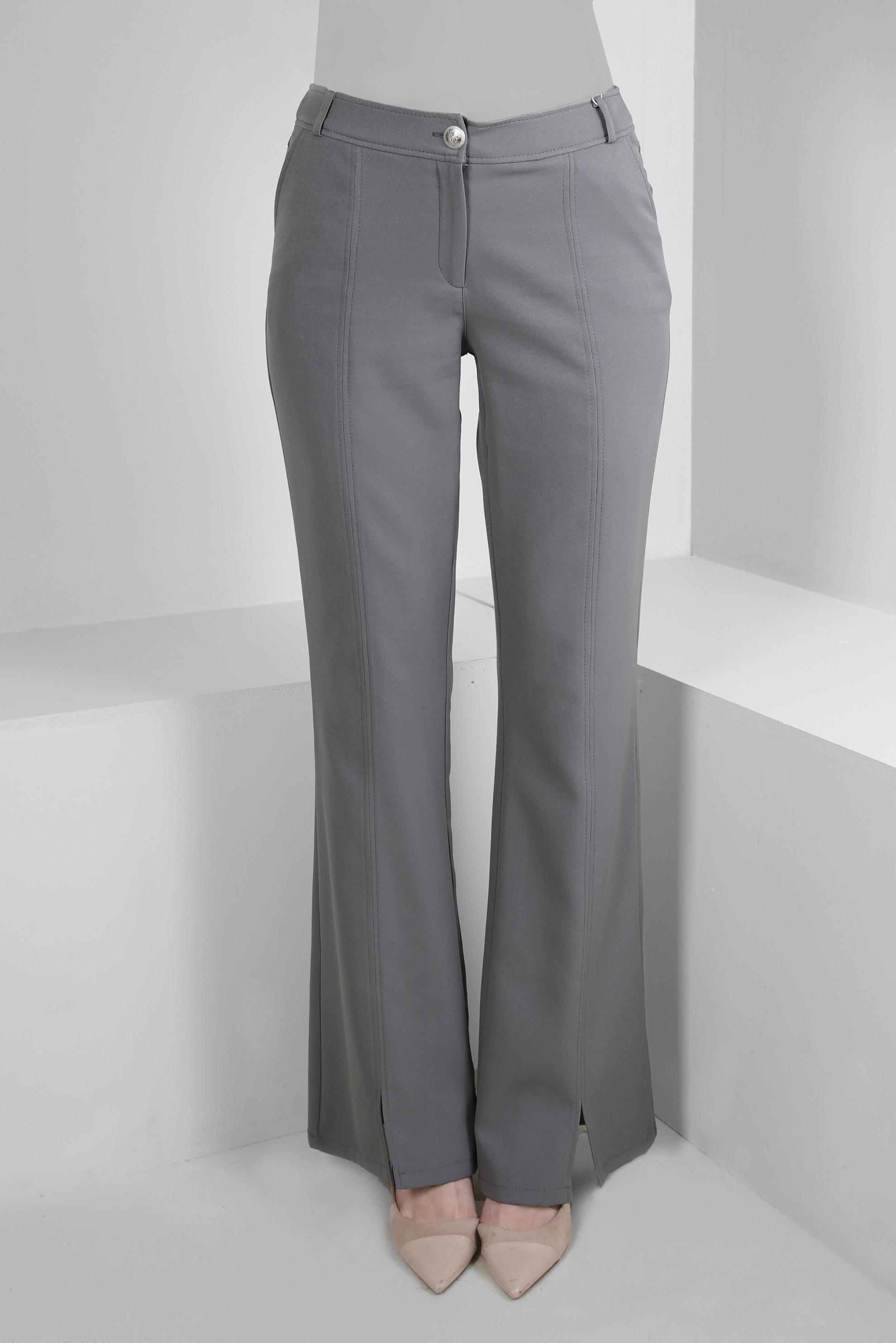 Tesettür giyim GRİ ÖNÜ YIRTMAÇLI İSPANYOL PAÇA PANTOLON 70540