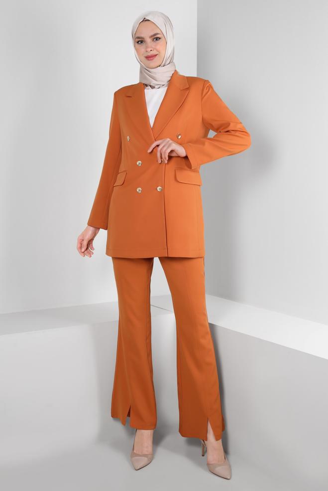 Tesettür giyim  ÖNÜ YIRTMAÇLI İSPANYOL PAÇA PANTOLON 70540 - ALVİNA