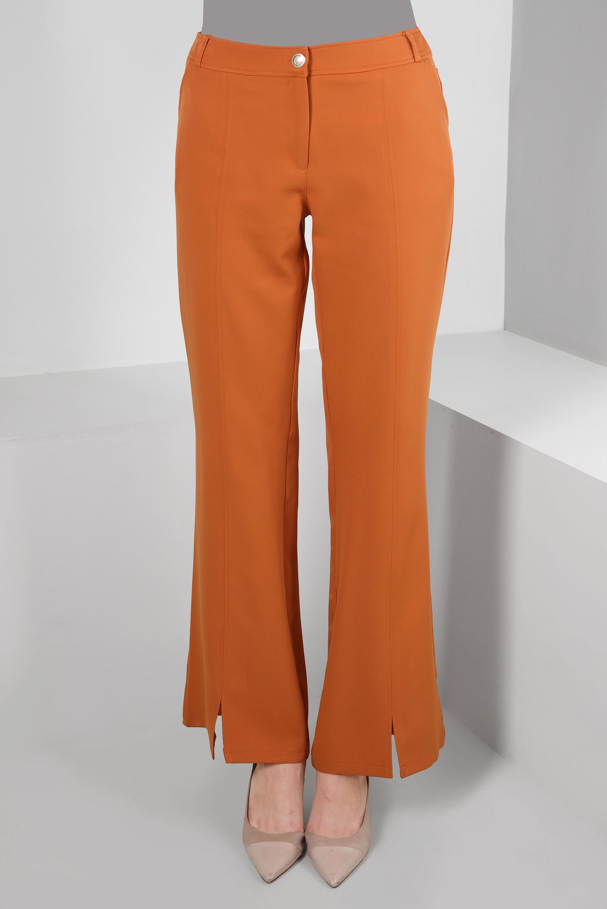 Tesettür giyim TURUNCU ÖNÜ YIRTMAÇLI İSPANYOL PAÇA PANTOLON 70540