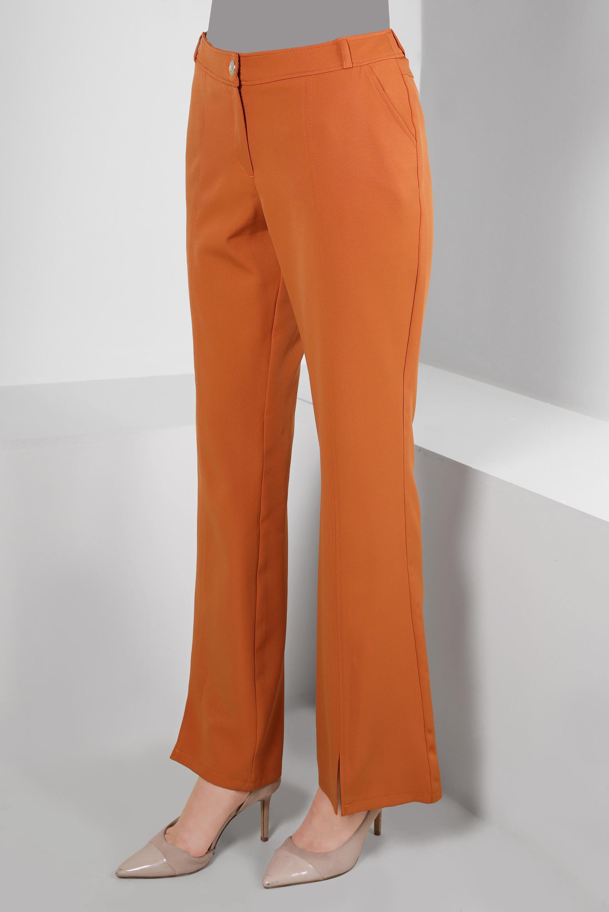 Tesettür giyim TURUNCU ÖNÜ YIRTMAÇLI İSPANYOL PAÇA PANTOLON 70540