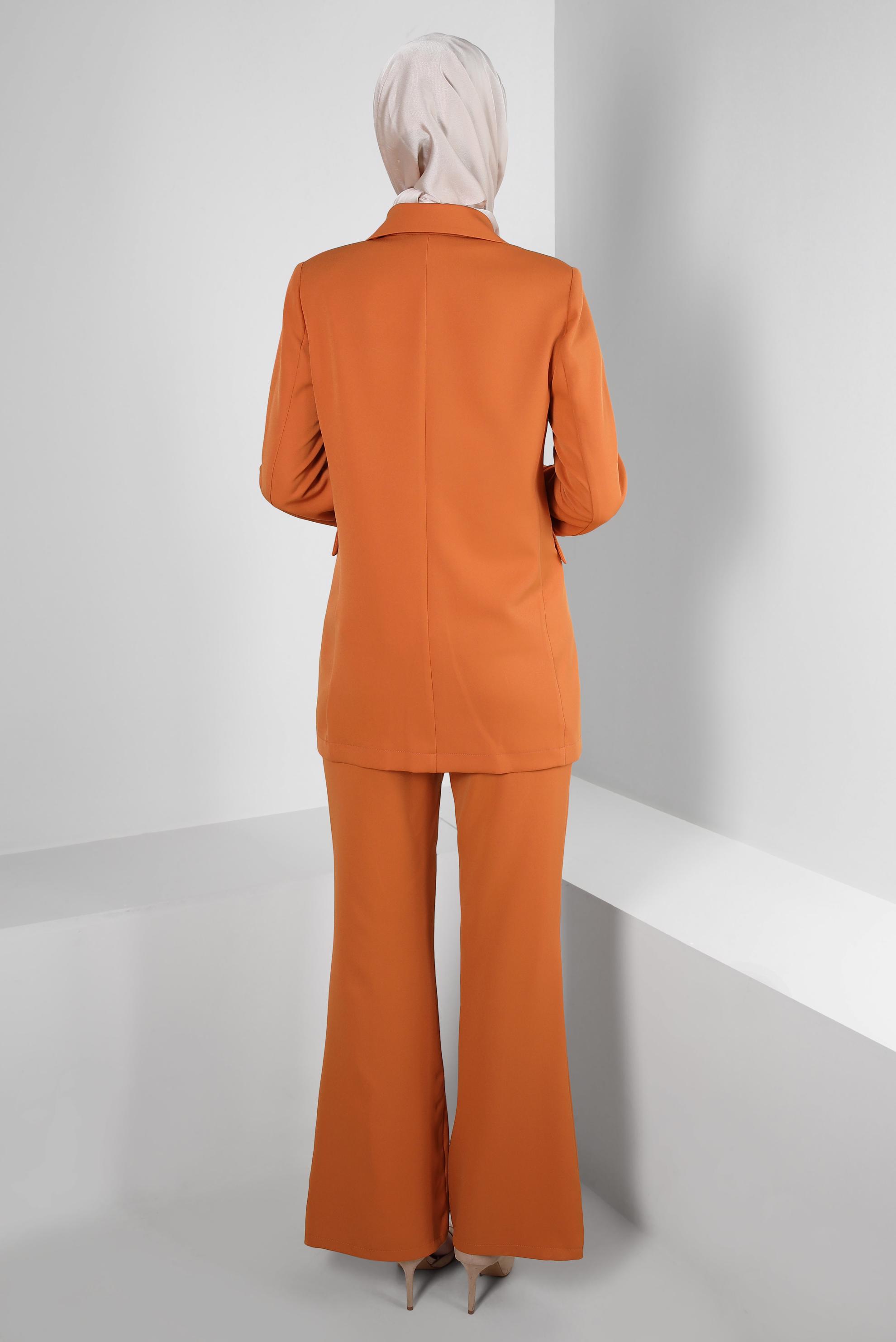 Tesettür giyim TURUNCU ÖNÜ YIRTMAÇLI İSPANYOL PAÇA PANTOLON 70540