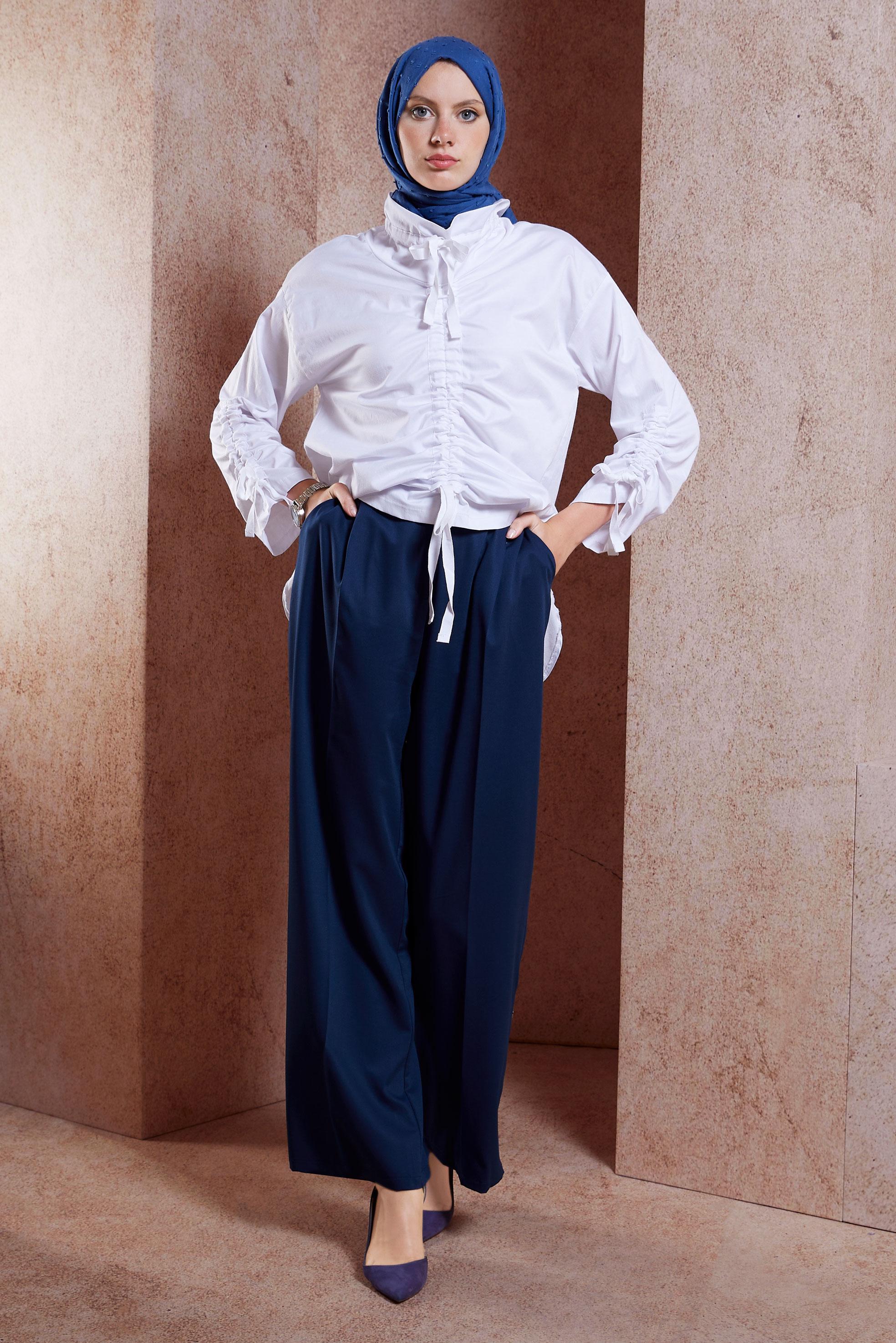 Tesettür giyim LACİVERT GENİŞ PAÇA PANTOLON 70542