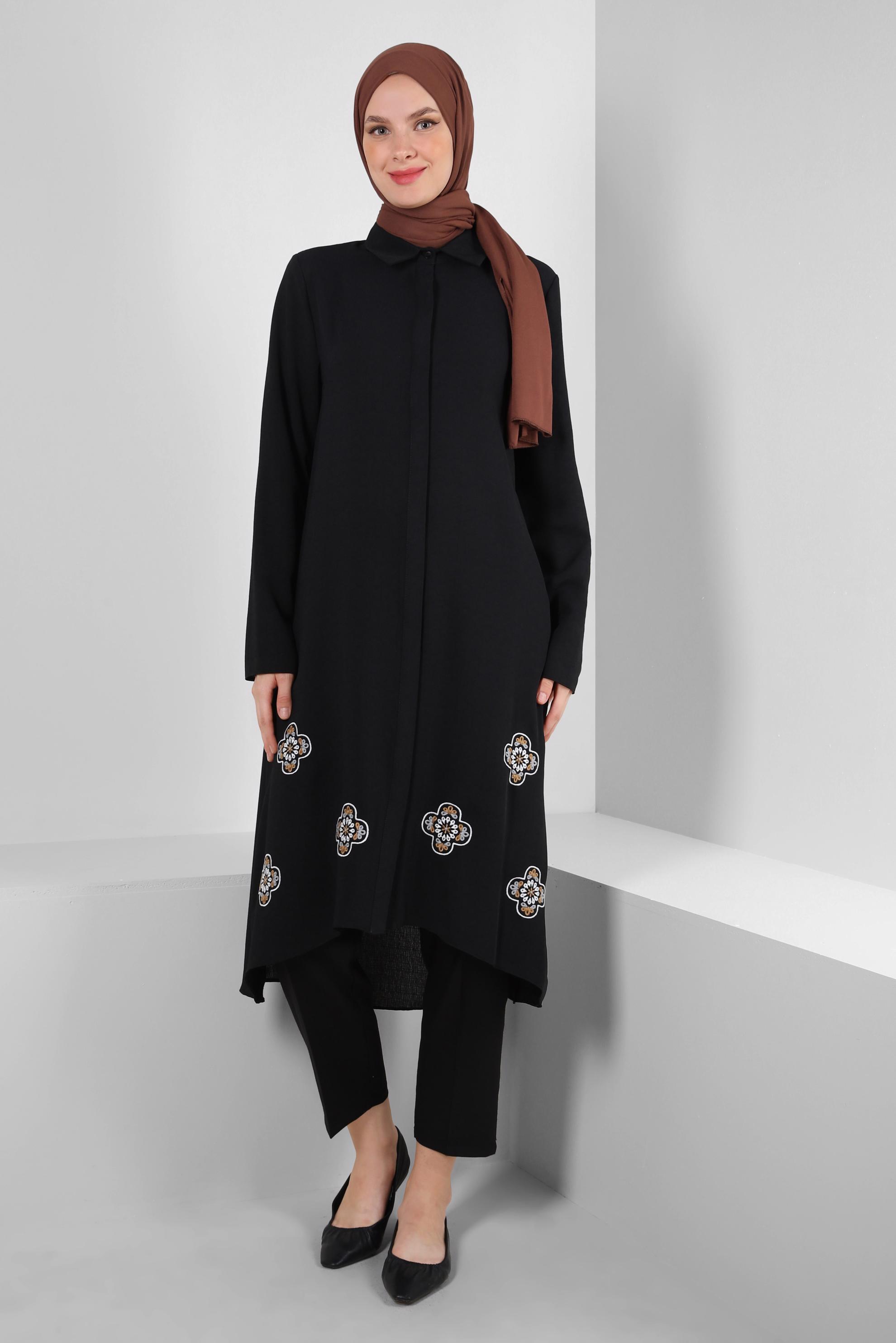 Tesettür giyim SİYAH BELİ LASTİKLİ YÜKSEK BEL PANTOLON 70543