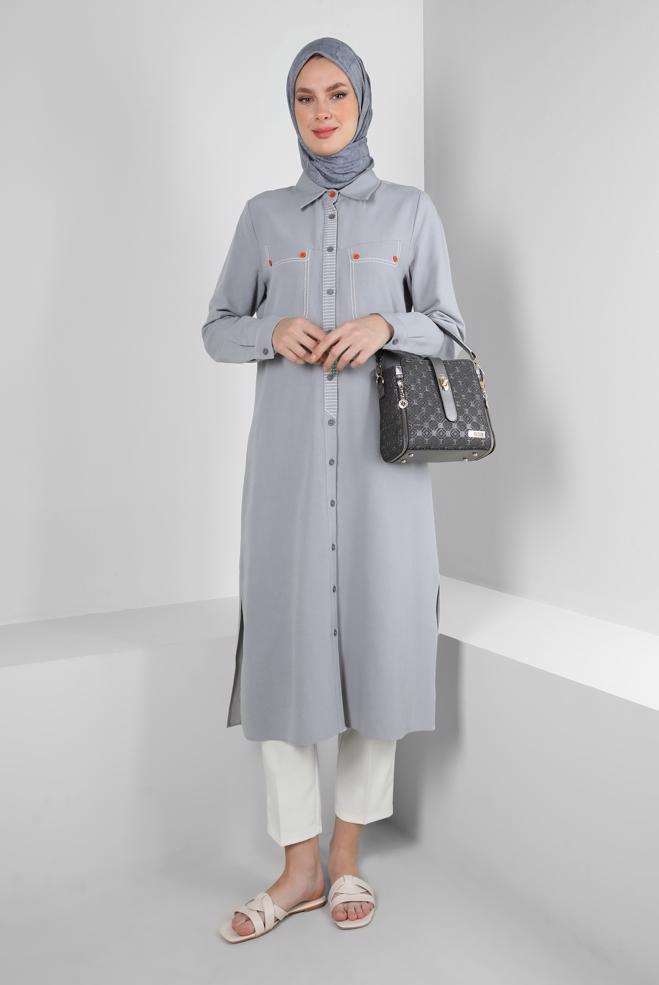 Tesettür giyim  BELİ LASTİKLİ YÜKSEK BEL PANTOLON 70543 - ALVİNA