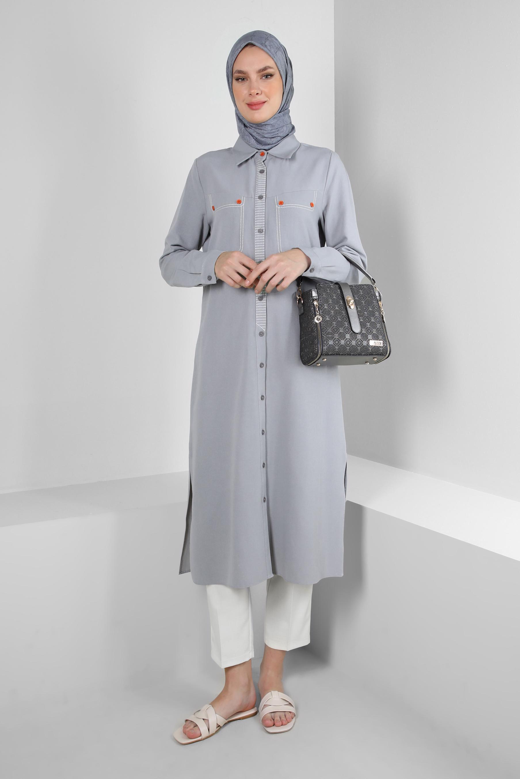 Tesettür giyim BEYAZ BELİ LASTİKLİ YÜKSEK BEL PANTOLON 70543