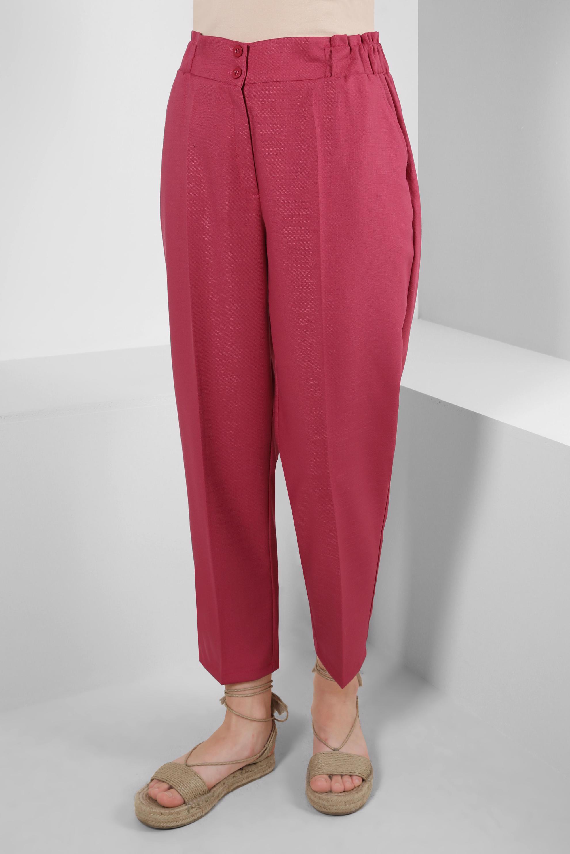 Tesettür giyim FUŞYA BELİ LASTİKLİ YÜKSEK BEL PANTOLON 70543