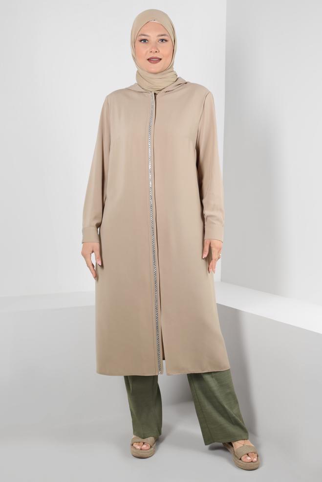 Tesettür giyim HAKİ BOL PAÇA BÜYÜK BEDEN PANTOLON 70546 - ALVİNA