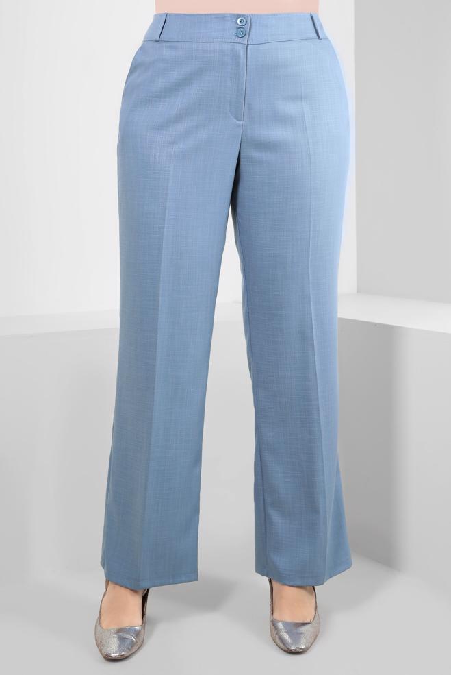 Tesettür giyim MAVİ BOL PAÇA BÜYÜK BEDEN PANTOLON 70546 - ALVİNA