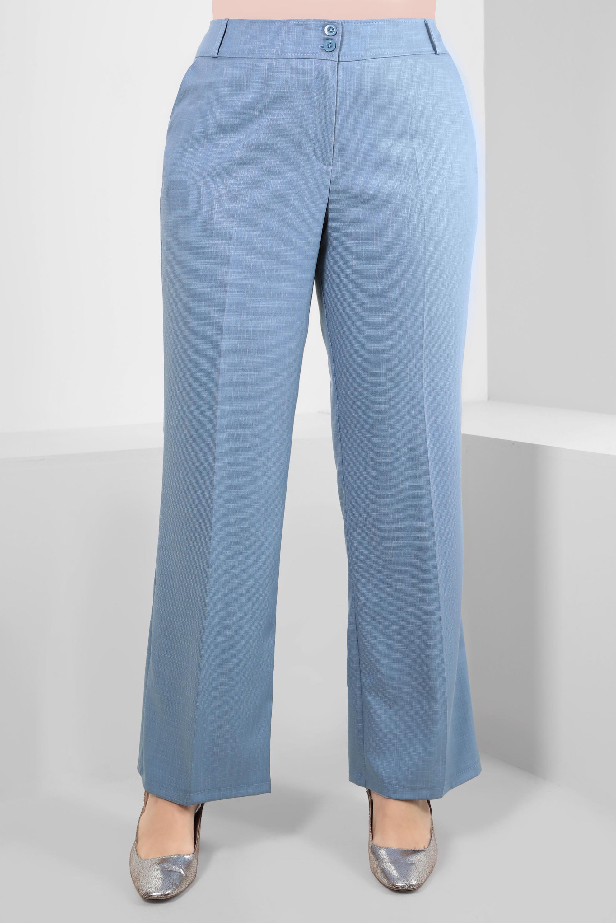 Tesettür giyim MAVİ BOL PAÇA BÜYÜK BEDEN PANTOLON 70546