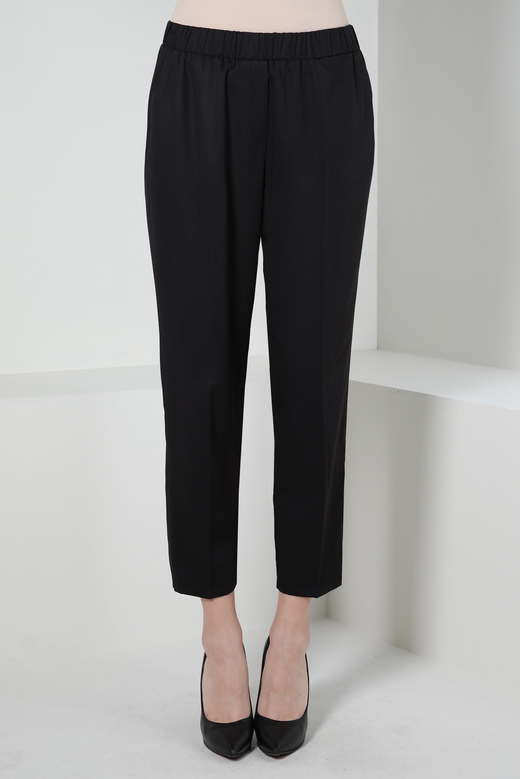 Tesettür giyim SİYAH BELİ LASTİKLİ HAVUÇ KESİM PANTOLON 70548