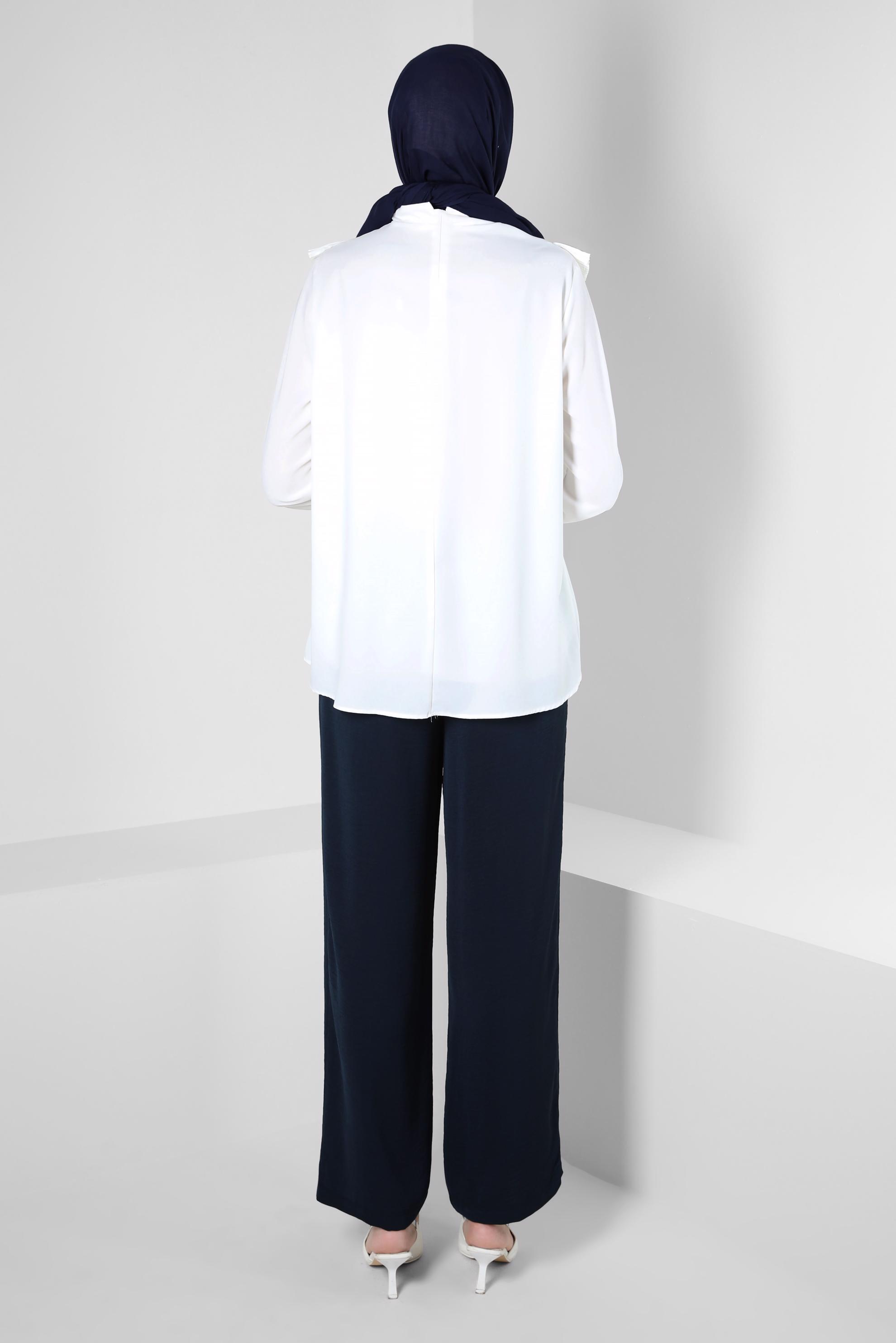 Tesettür giyim SİYAH BELİ LASTİKLİ HAVUÇ KESİM PANTOLON 70548