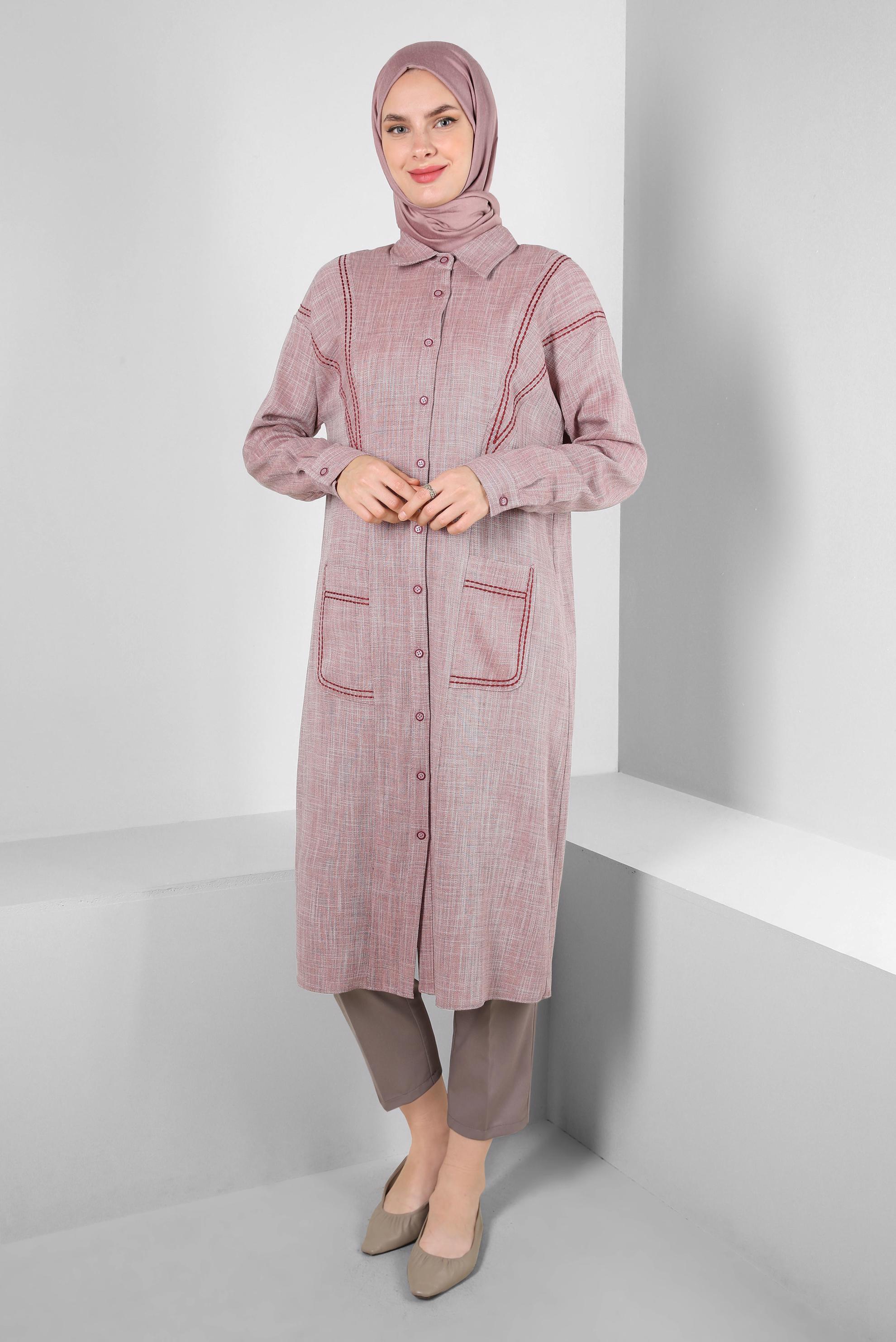 Tesettür giyim VİZON BELİ LASTİKLİ HAVUÇ KESİM PANTOLON 70548