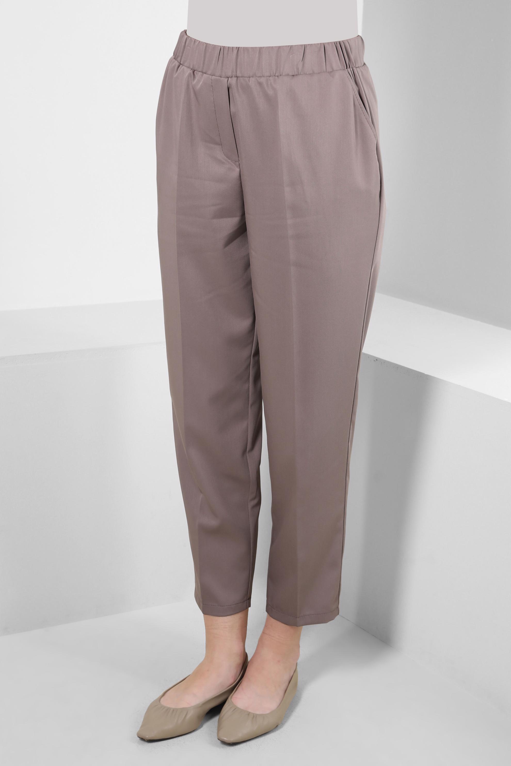 Tesettür giyim VİZON BELİ LASTİKLİ HAVUÇ KESİM PANTOLON 70548