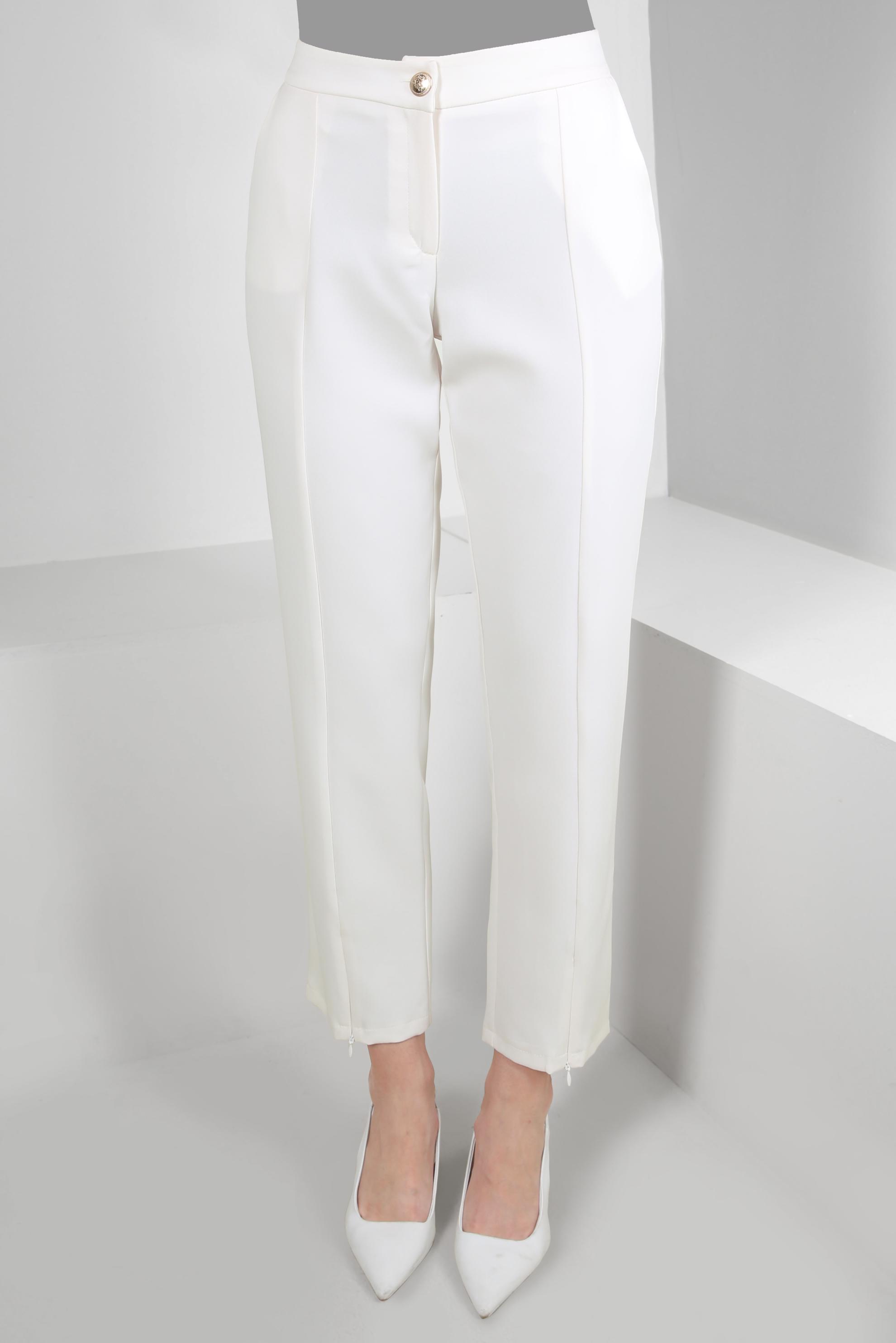 Tesettür giyim BEYAZ FERMUAR DETAYLI KLASİK PANTOLON 70549