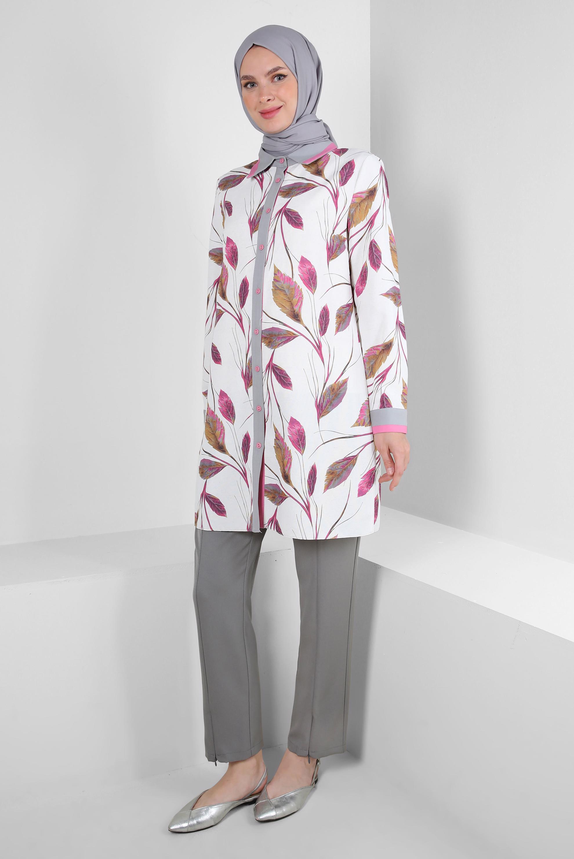 Tesettür giyim GRİ FERMUAR DETAYLI KLASİK PANTOLON 70549