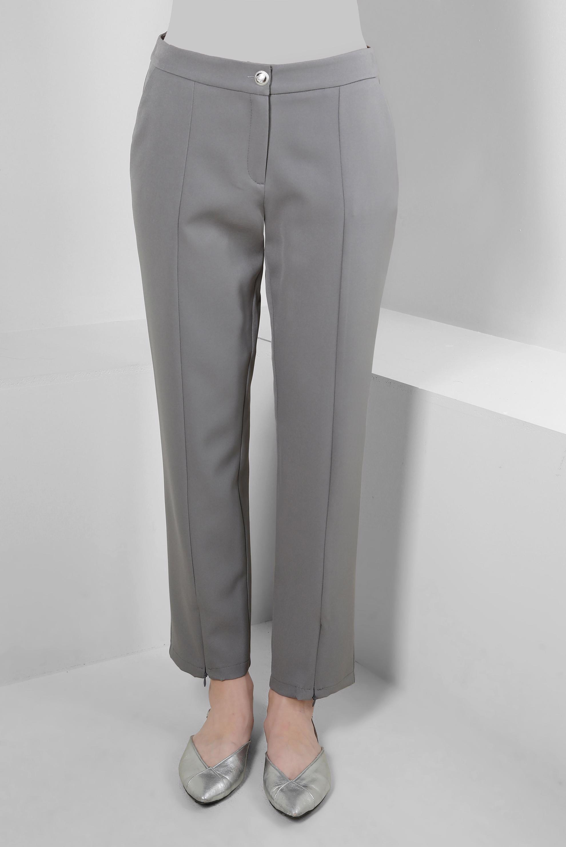 Tesettür giyim GRİ FERMUAR DETAYLI KLASİK PANTOLON 70549