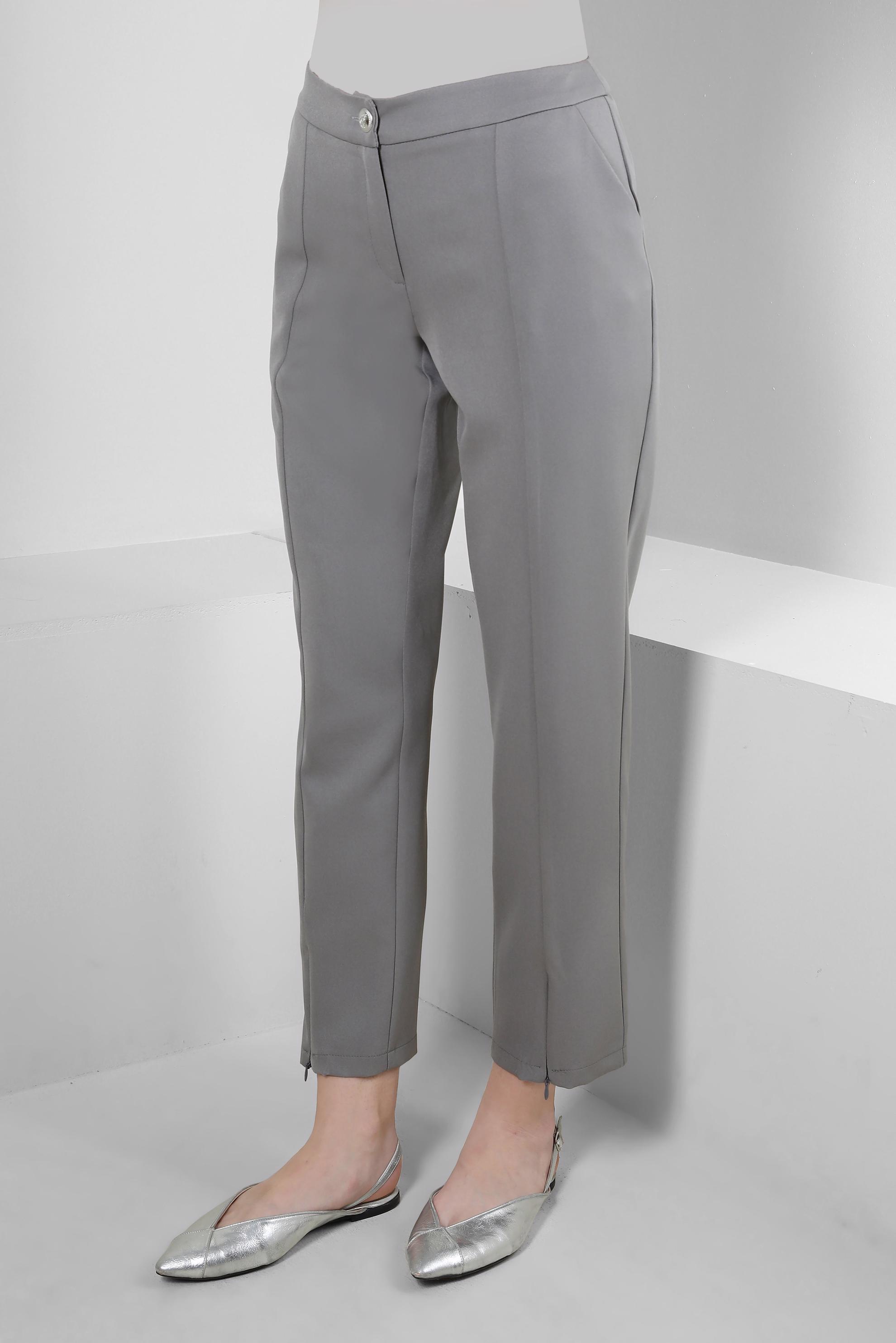 Tesettür giyim GRİ FERMUAR DETAYLI KLASİK PANTOLON 70549