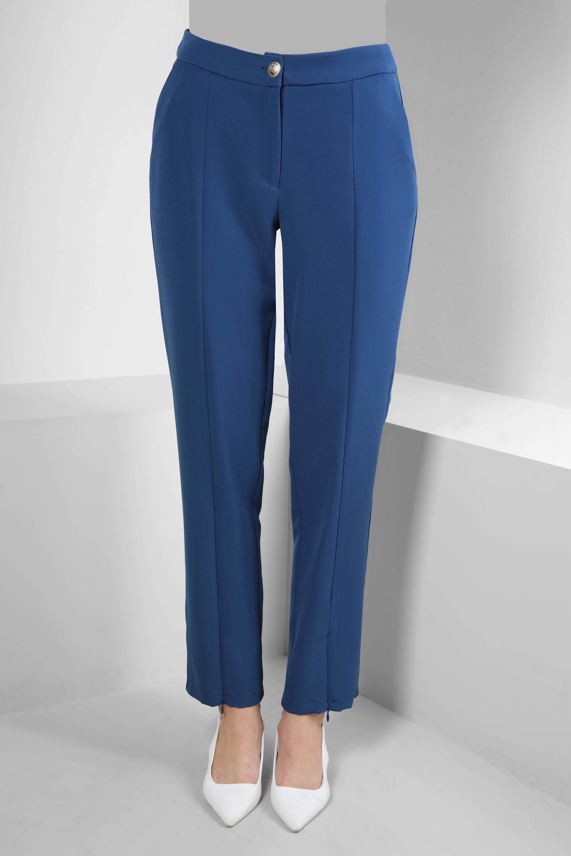 Vêtements hijab BLEU MARINE PANTALON CLASSIQUE AVEC DÉTAIL FERMETURE ÉCLAIR 70549