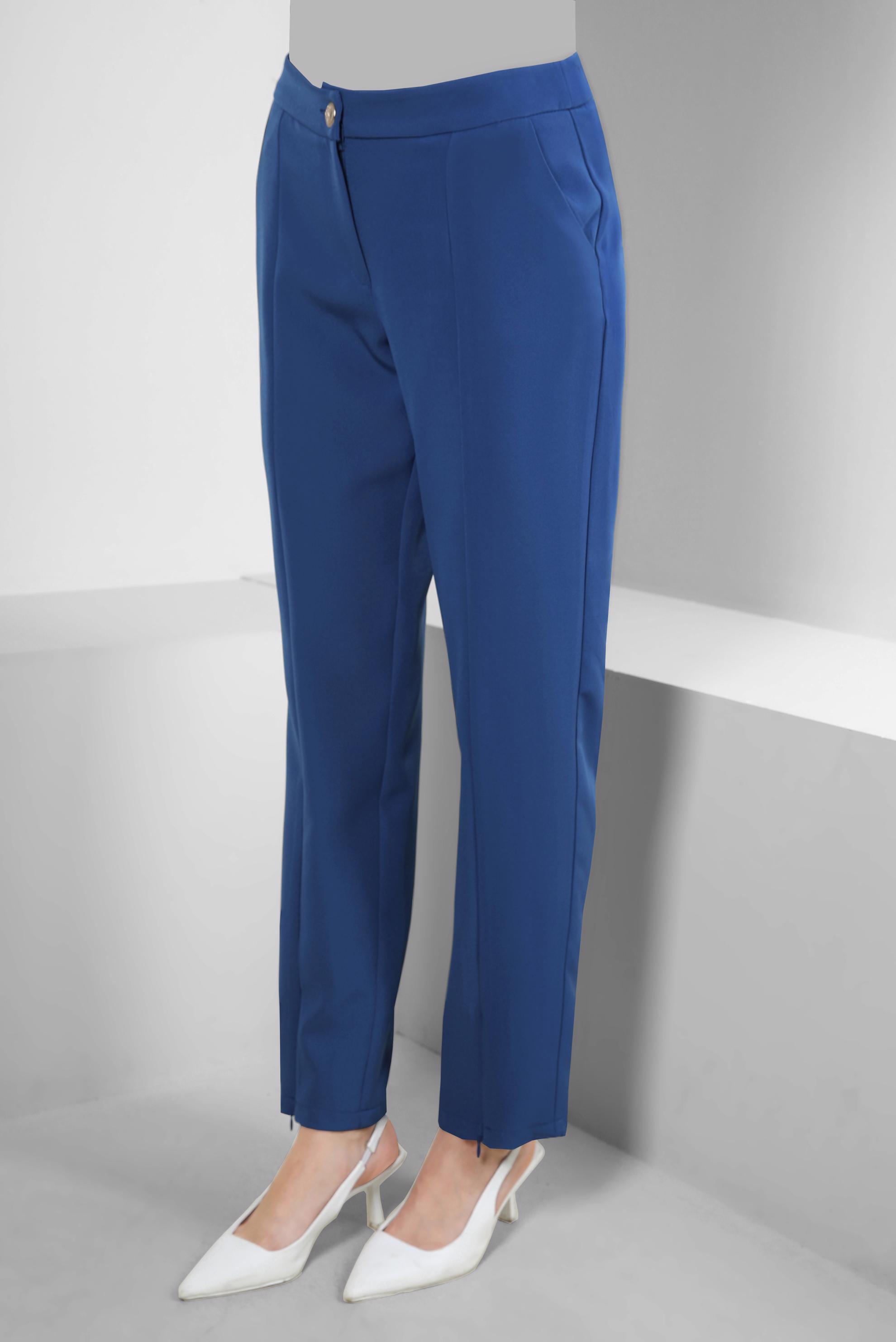Vêtements hijab BLEU MARINE PANTALON CLASSIQUE AVEC DÉTAIL FERMETURE ÉCLAIR 70549