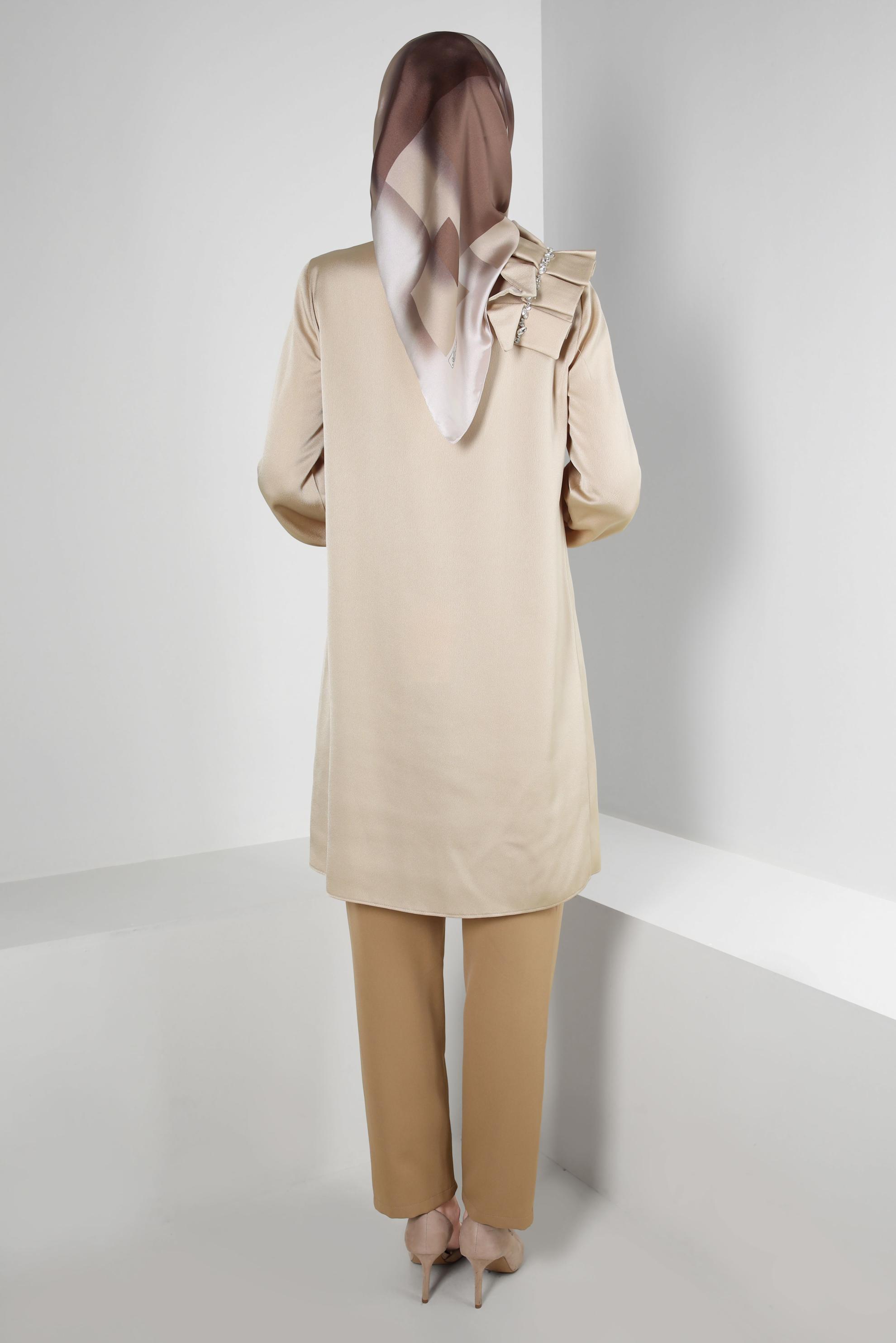 Tesettür giyim KUM FERMUAR DETAYLI KLASİK PANTOLON 70549