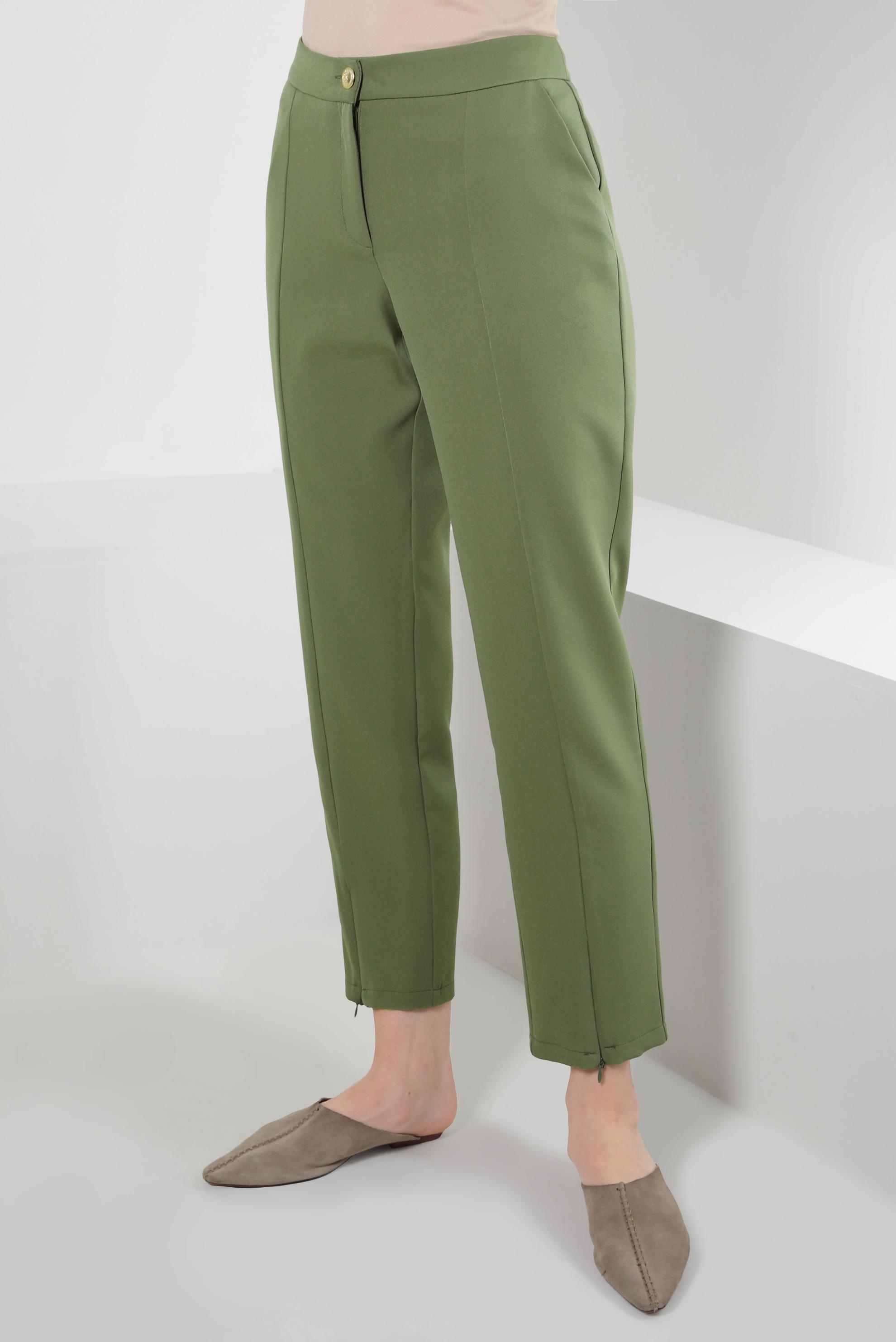 Tesettür giyim YEŞİL FERMUAR DETAYLI KLASİK PANTOLON 70549