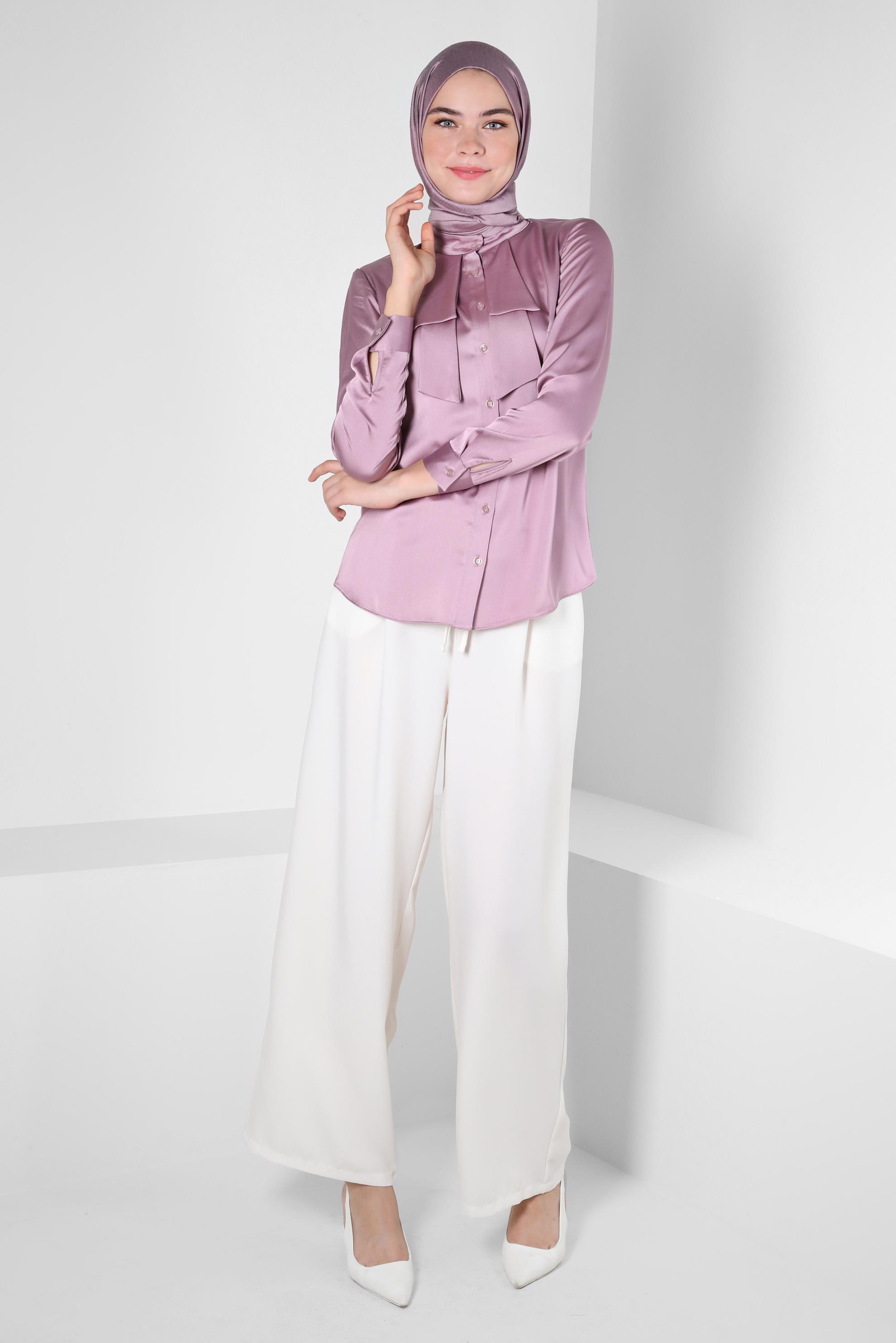 Tesettür giyim BEYAZ GENİŞ PAÇA PANTOLON 70550