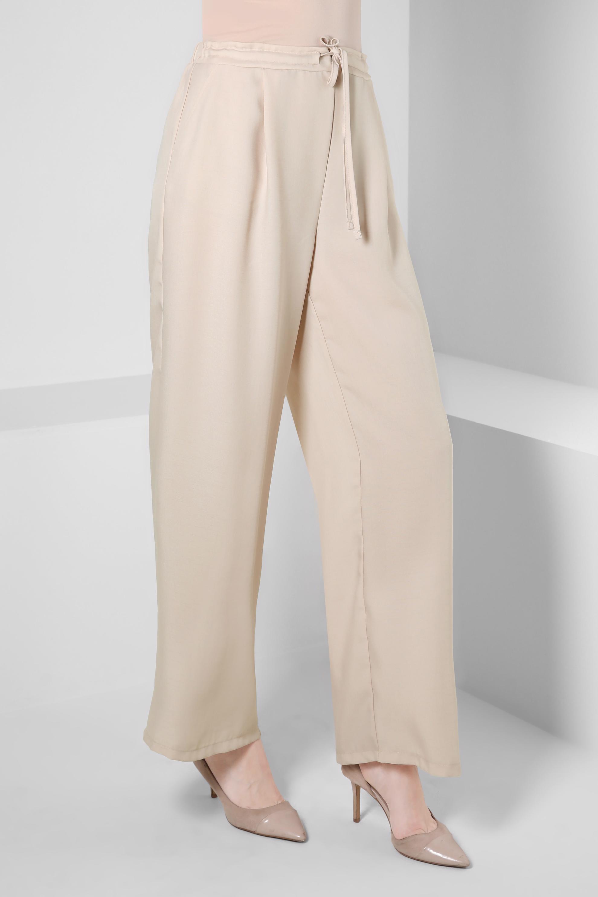 Tesettür giyim BEJ GENİŞ PAÇA PANTOLON 70550