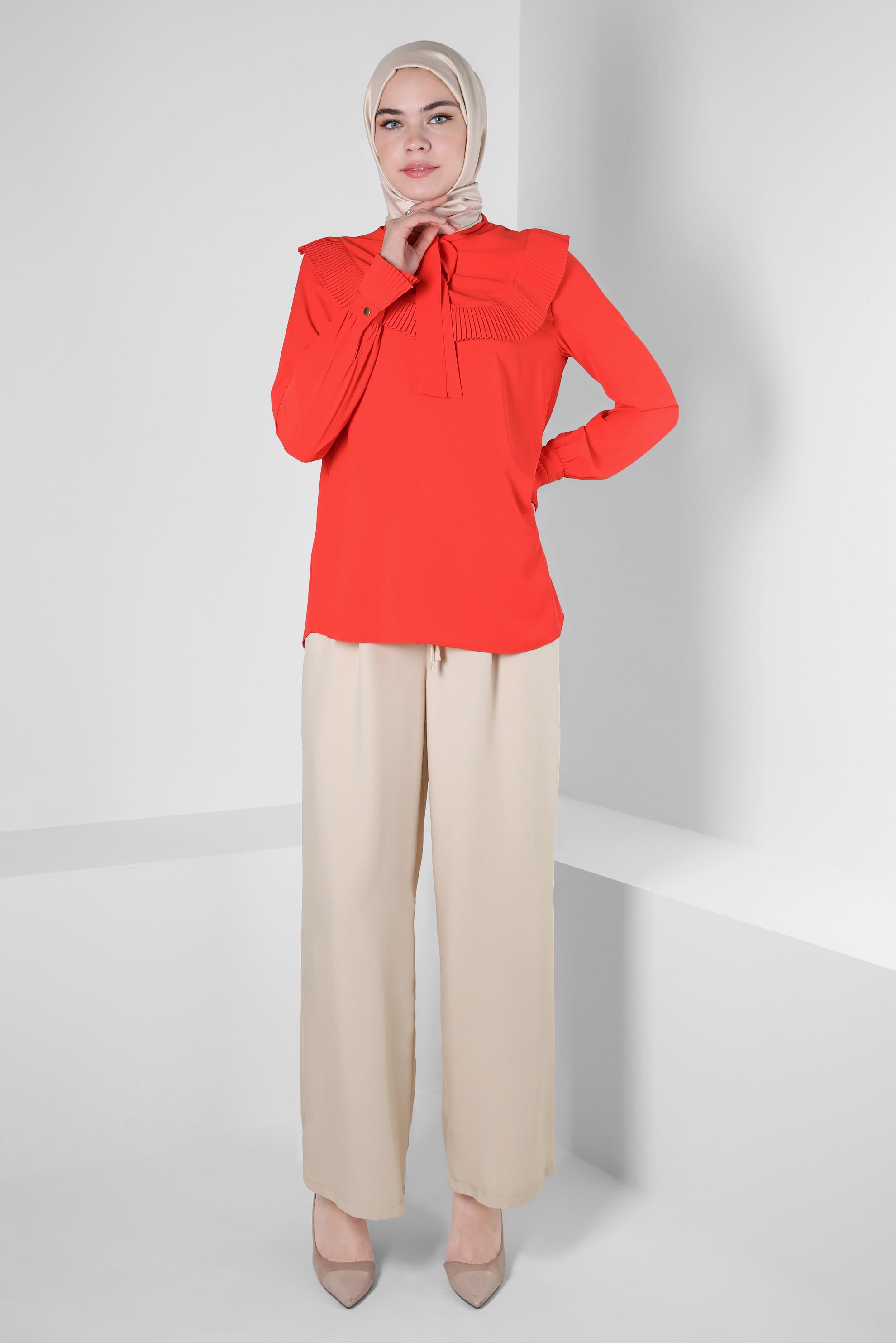 Tesettür giyim BEJ GENİŞ PAÇA PANTOLON 70550