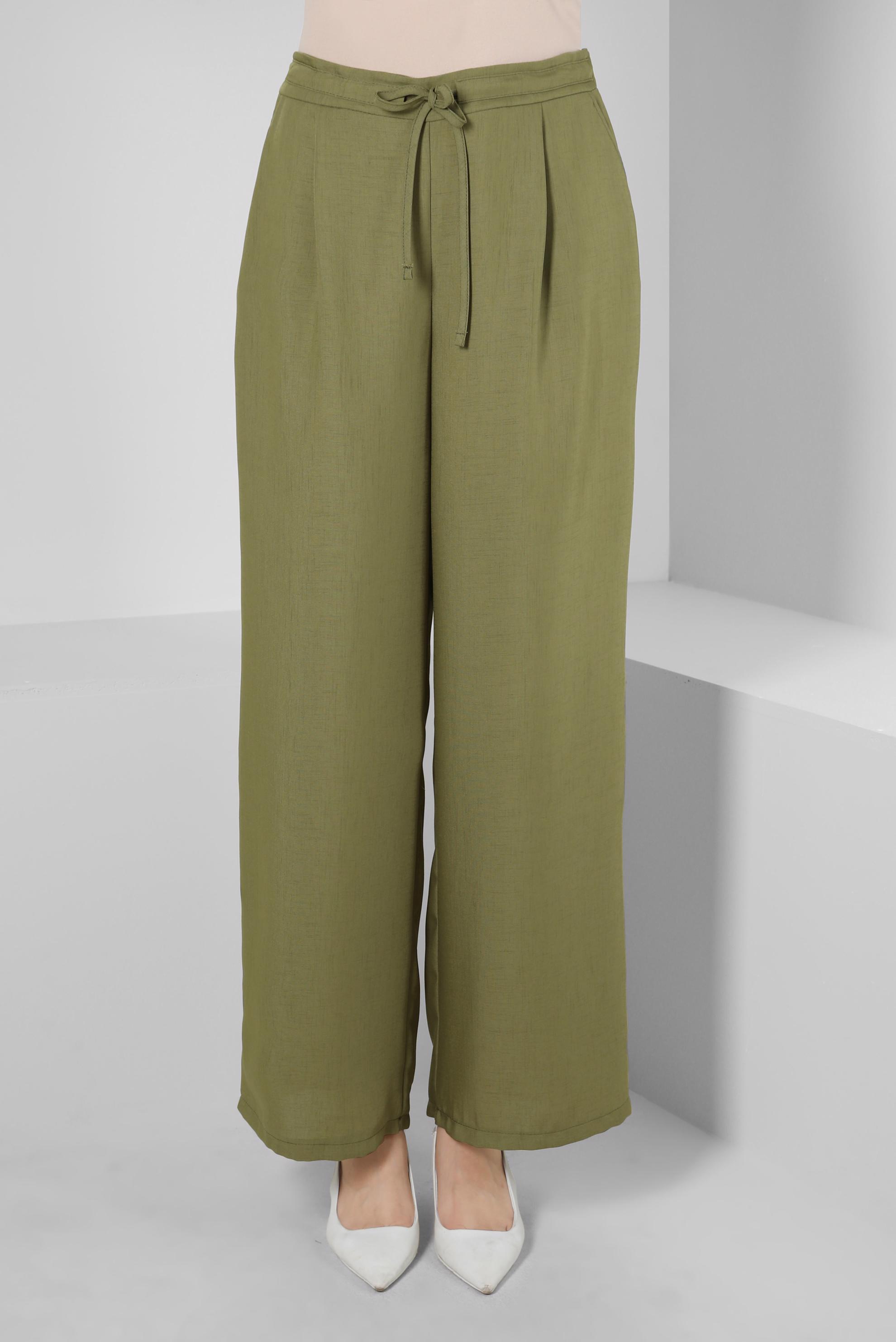 Tesettür giyim YEŞİL GENİŞ PAÇA PANTOLON 70550