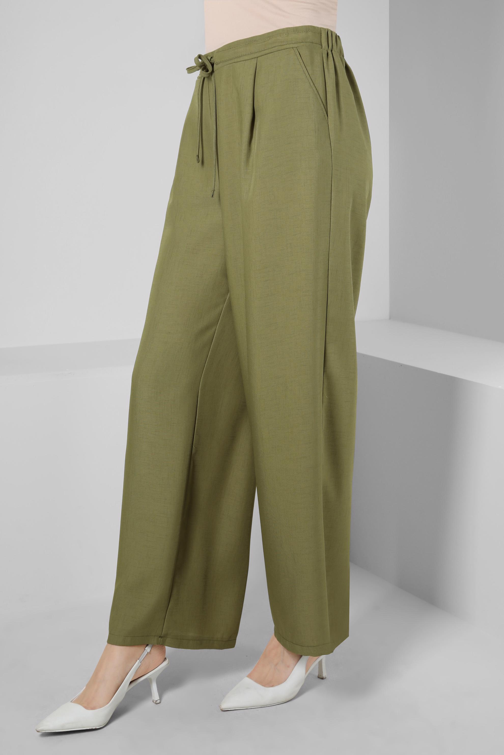 Tesettür giyim YEŞİL GENİŞ PAÇA PANTOLON 70550