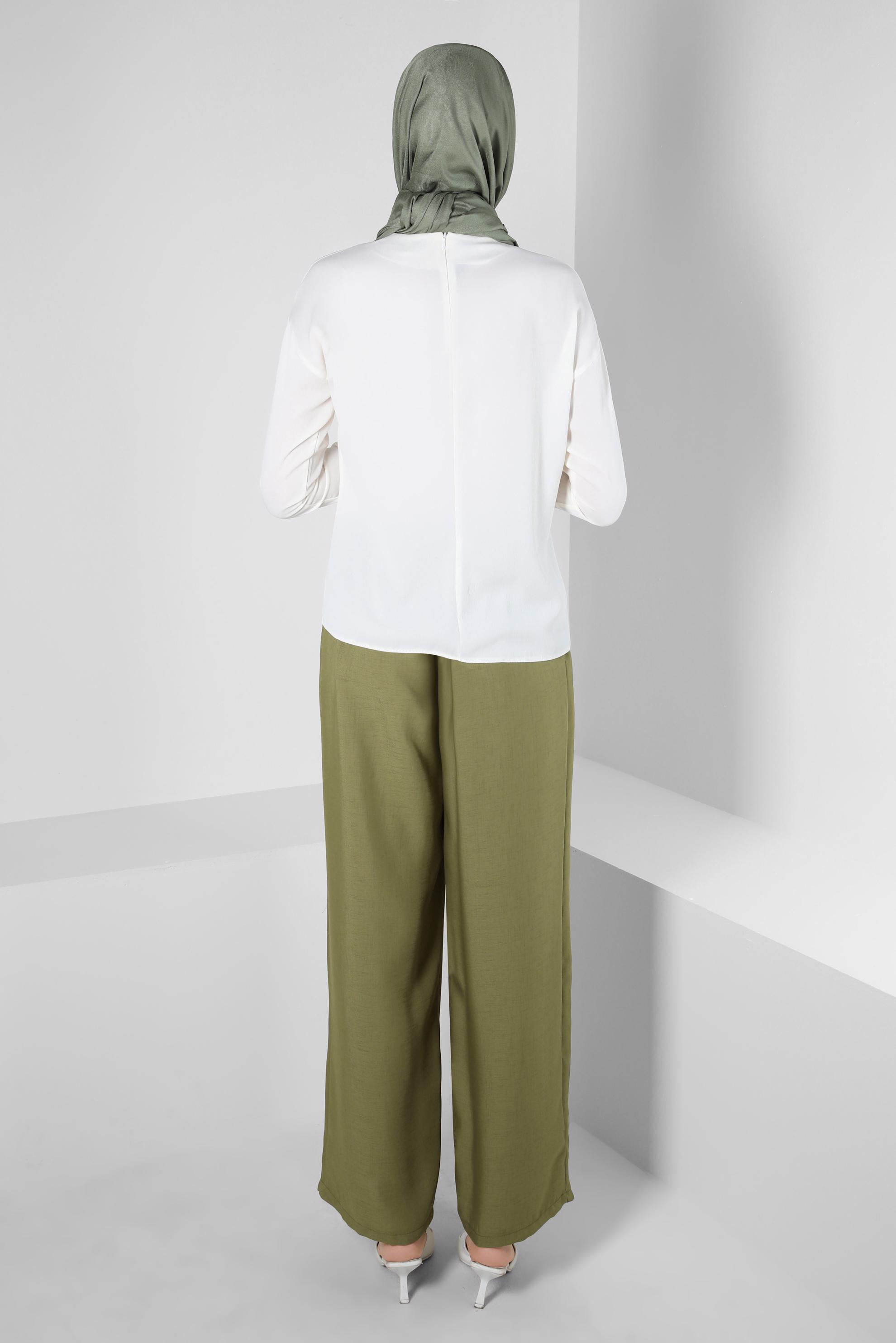 Tesettür giyim YEŞİL GENİŞ PAÇA PANTOLON 70550
