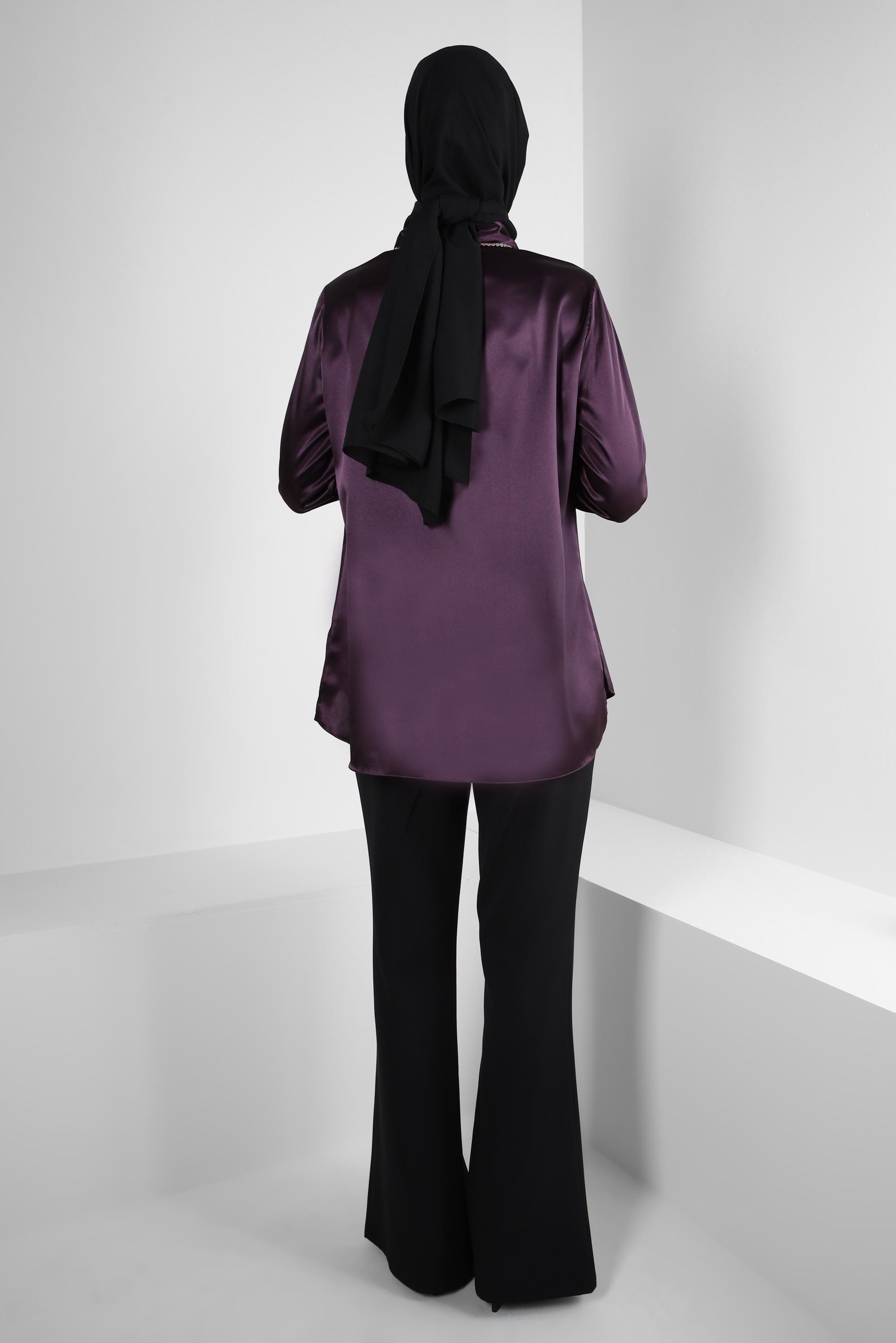 Tesettür giyim SİYAH İSPANYOL PAÇA YIRTMAÇ DETAYLI PANTOLON 70551