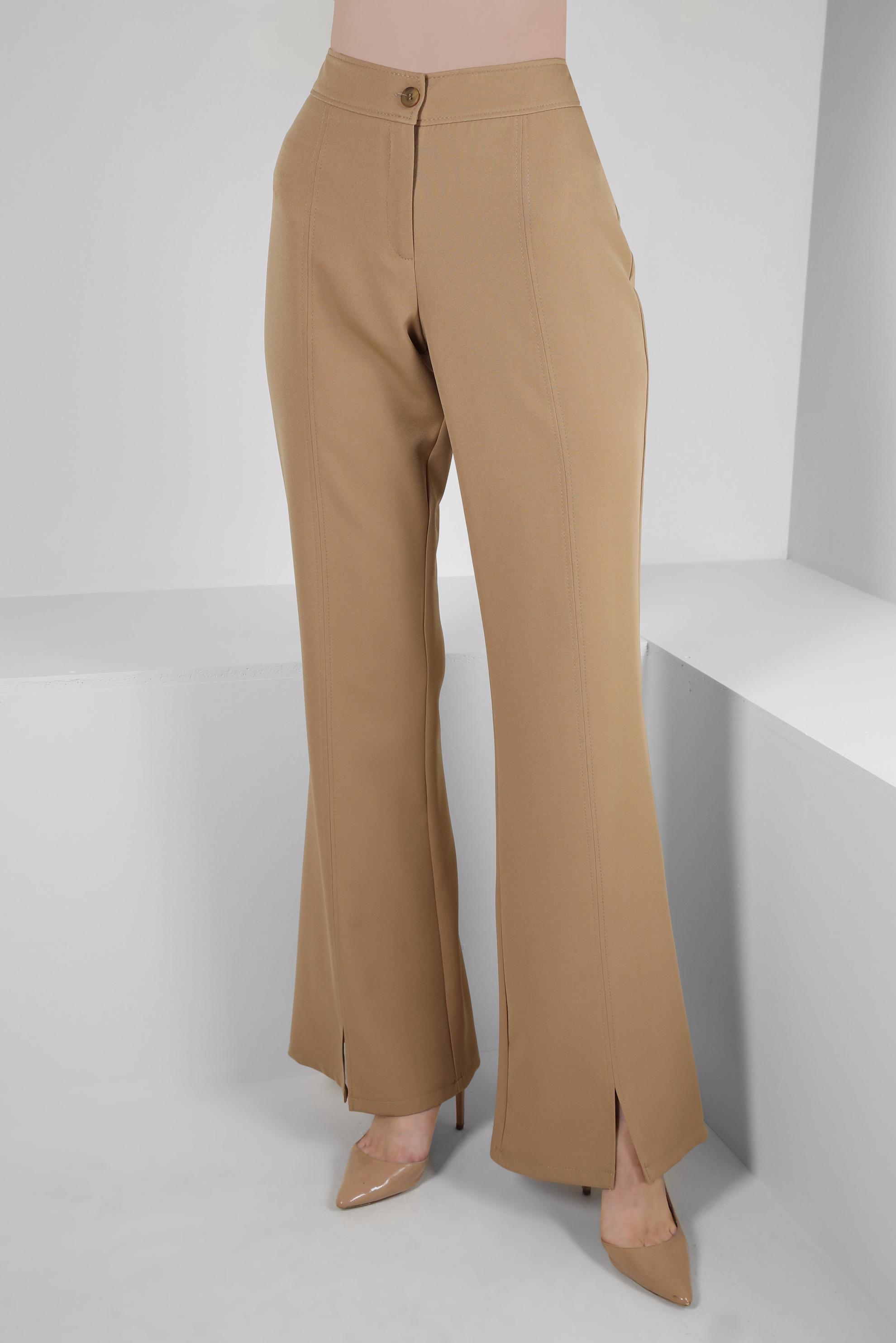 Tesettür giyim KUM İSPANYOL PAÇA YIRTMAÇ DETAYLI PANTOLON 70551