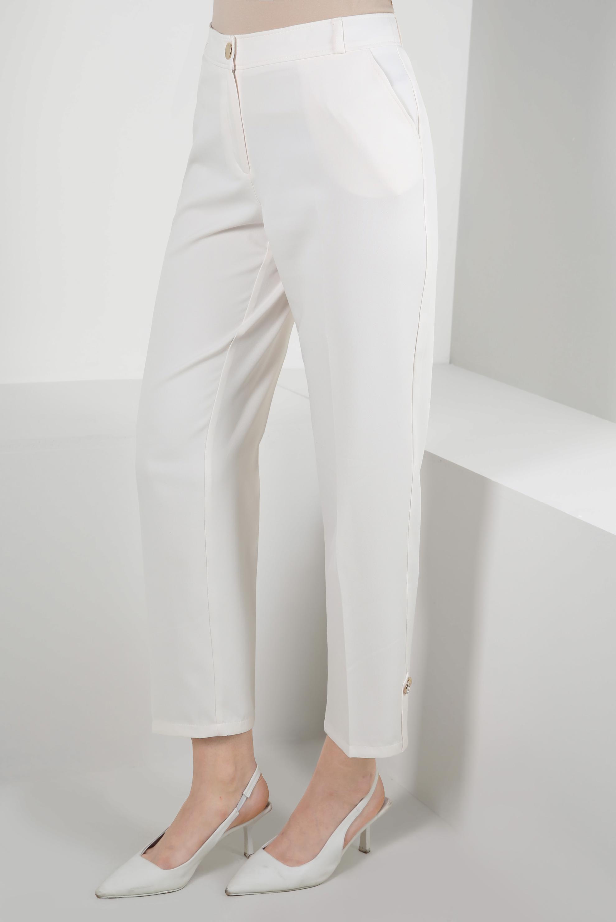 Tesettür giyim BEYAZ BORU PAÇA KLASİK PANTOLON 70553