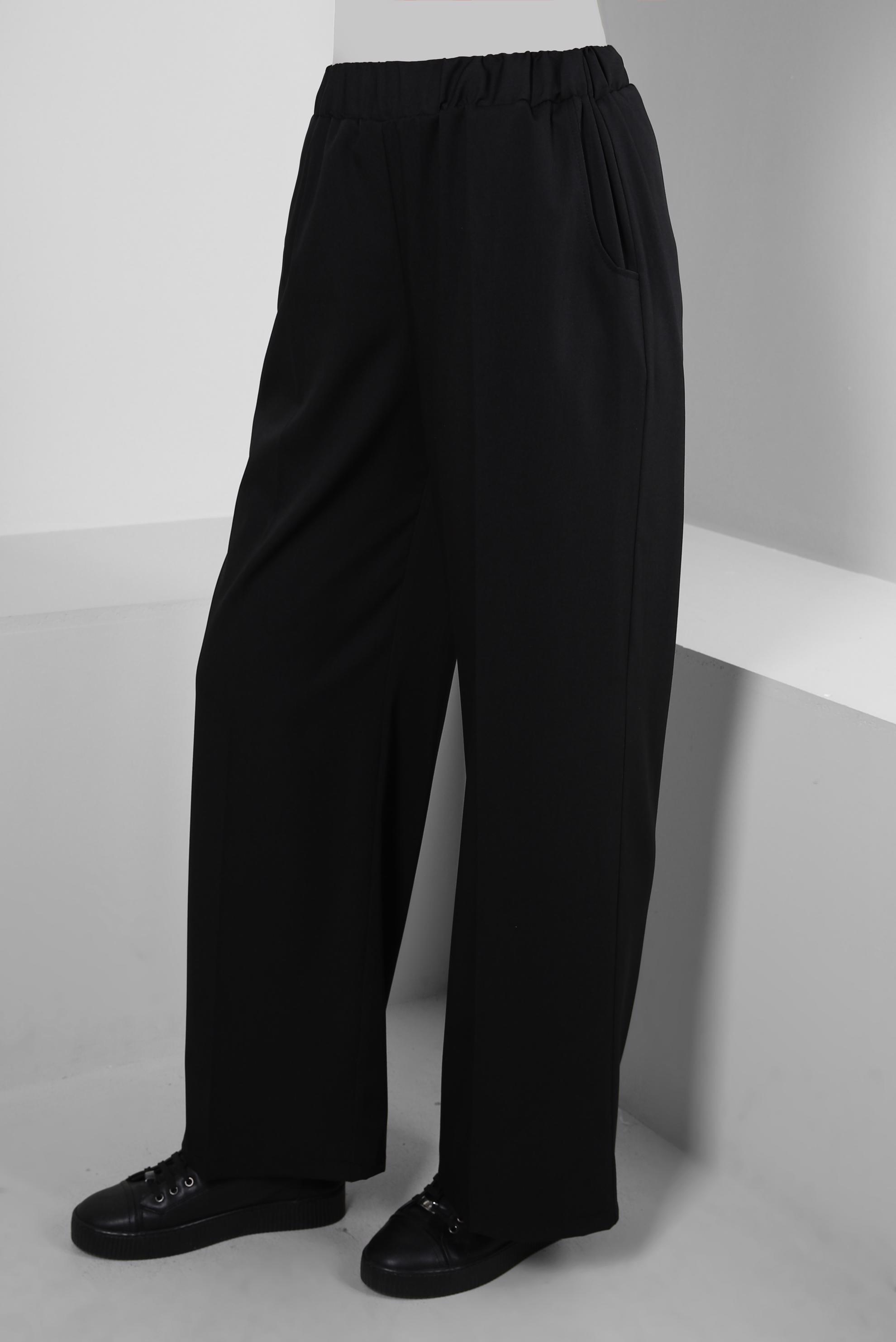 Vêtements hijab NOIR PANTALON LARGE AVEC TAILLE ÉLASTIQUE 70554