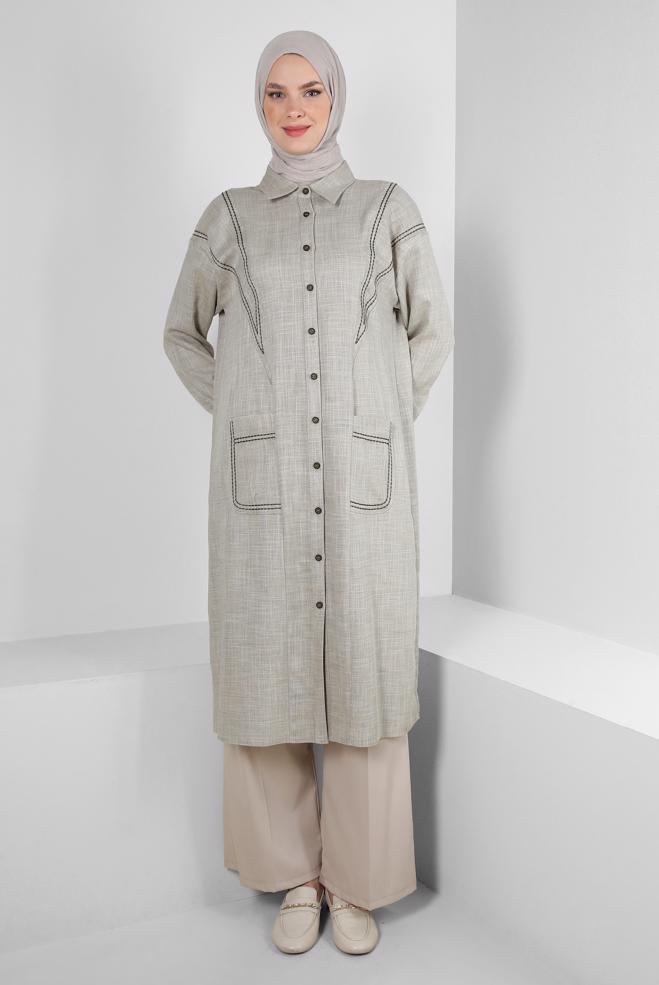 Tesettür giyim  BELİ LASTİKLİ GENİŞ PAÇA PANTOLON 70554 - ALVİNA