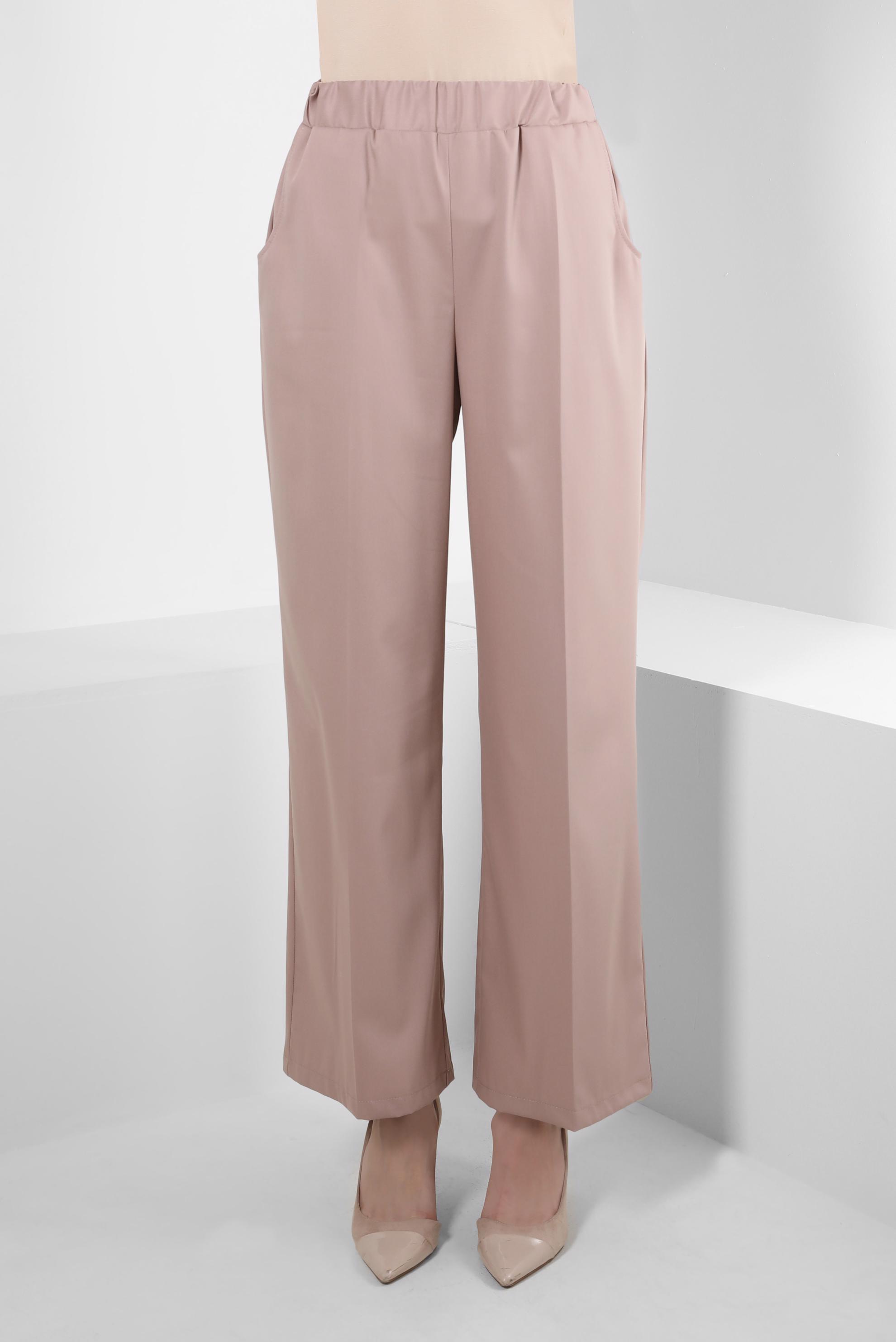 Tesettür giyim VİZON BELİ LASTİKLİ GENİŞ PAÇA PANTOLON 70554