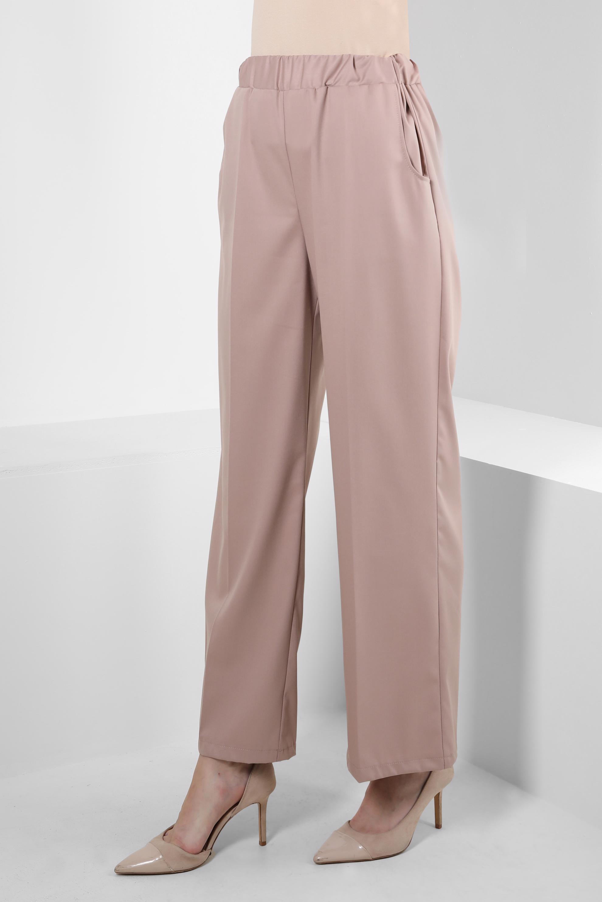 Tesettür giyim VİZON BELİ LASTİKLİ GENİŞ PAÇA PANTOLON 70554